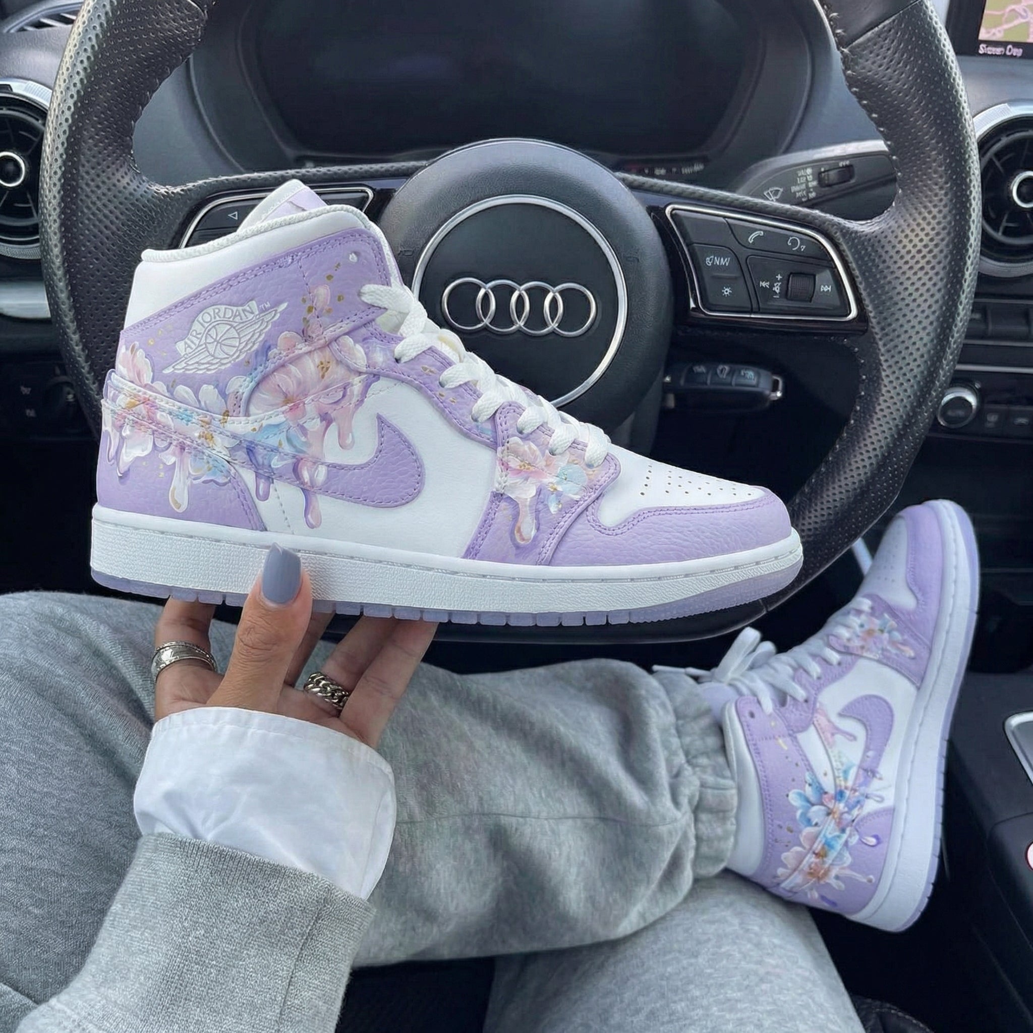 Lavender Floral Custom Air Jordan 1-shecustomize