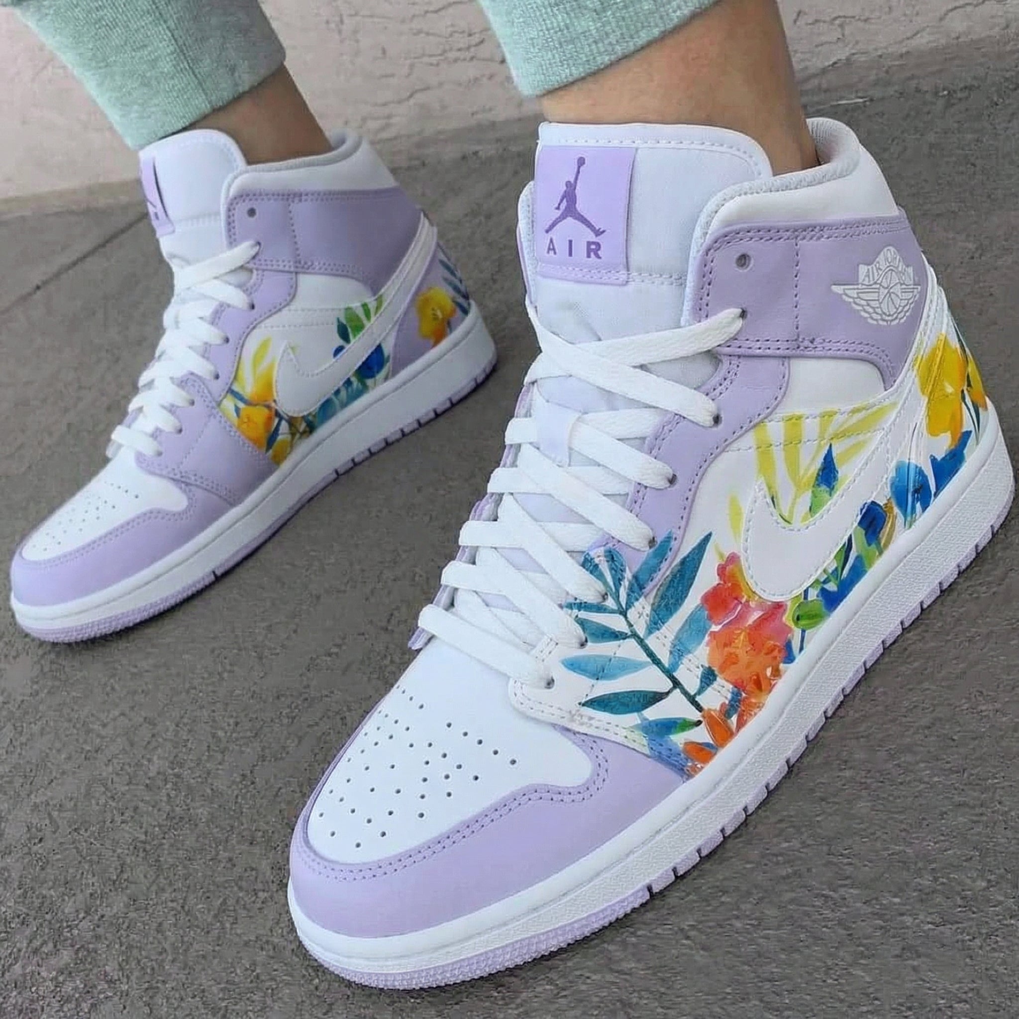 Lavender Floral Custom Air Jordan 1-shecustomize