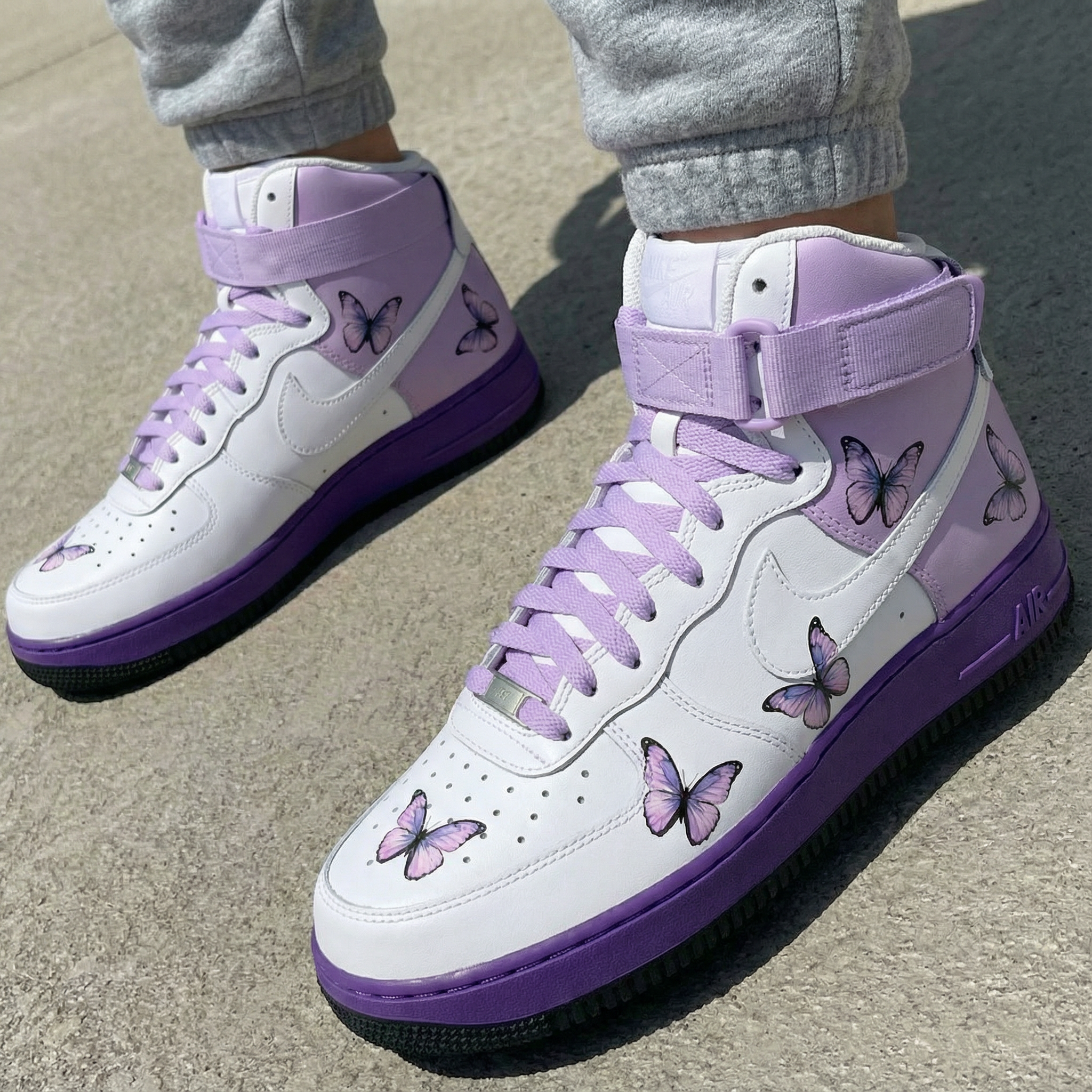 Lavender Purple Butterflies Custom Air Force 1-shecustomize