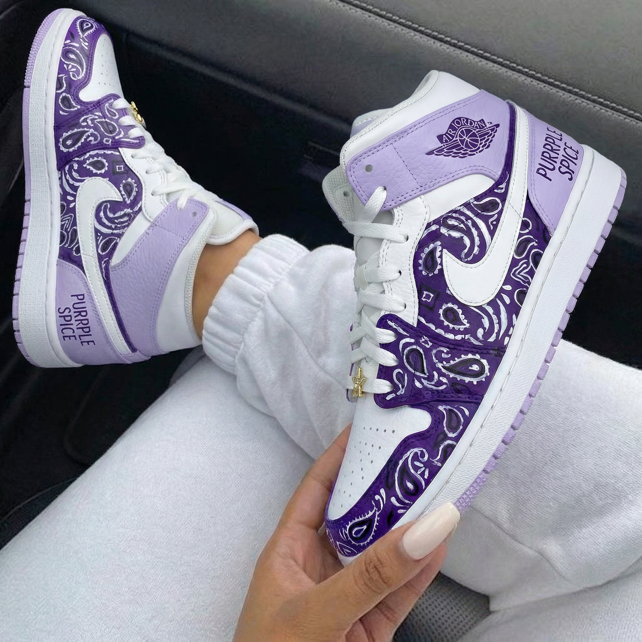 Lavender Purple Paisley Custom Air Jordan 1-shecustomize