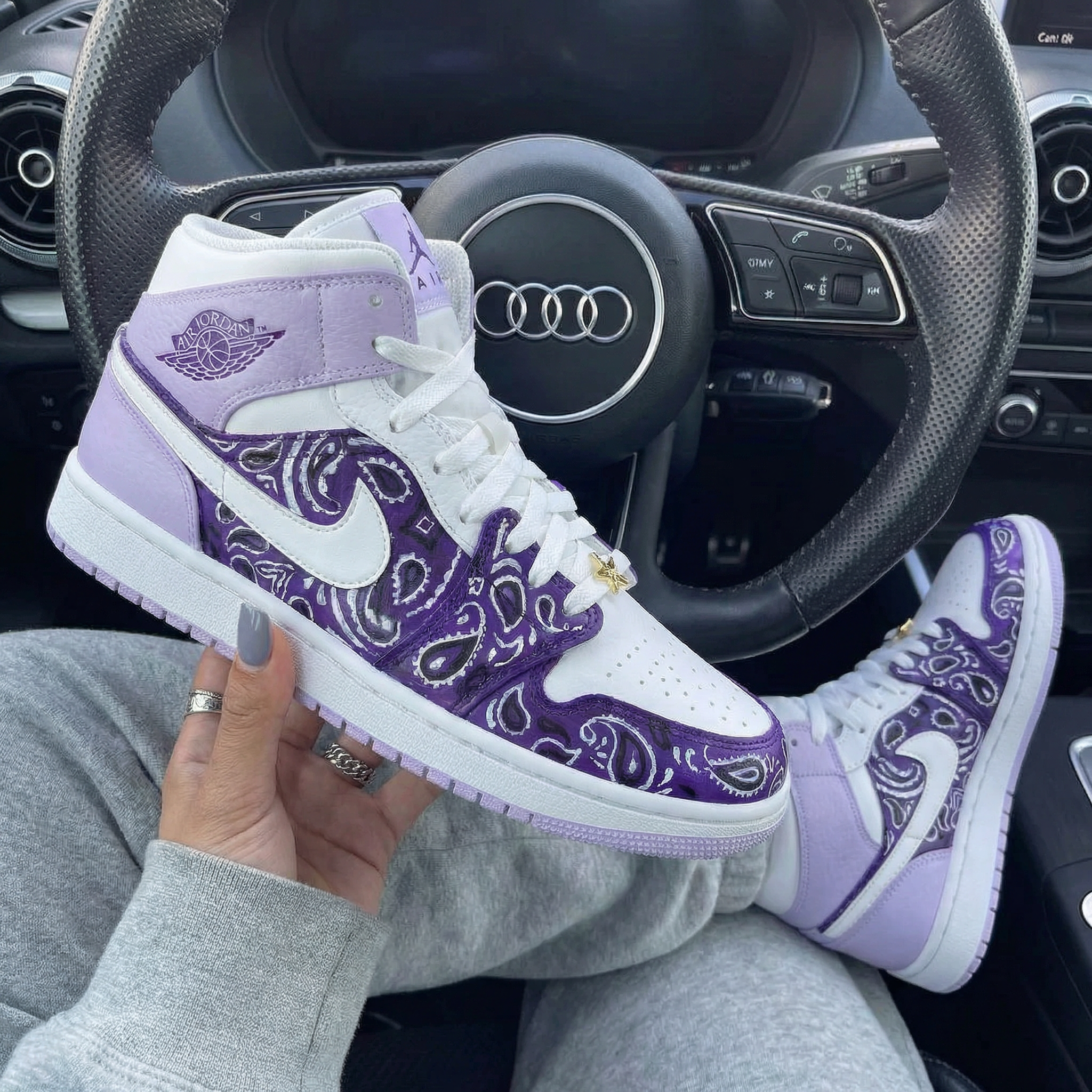 Lavender Purple Paisley Custom Air Jordan 1-shecustomize