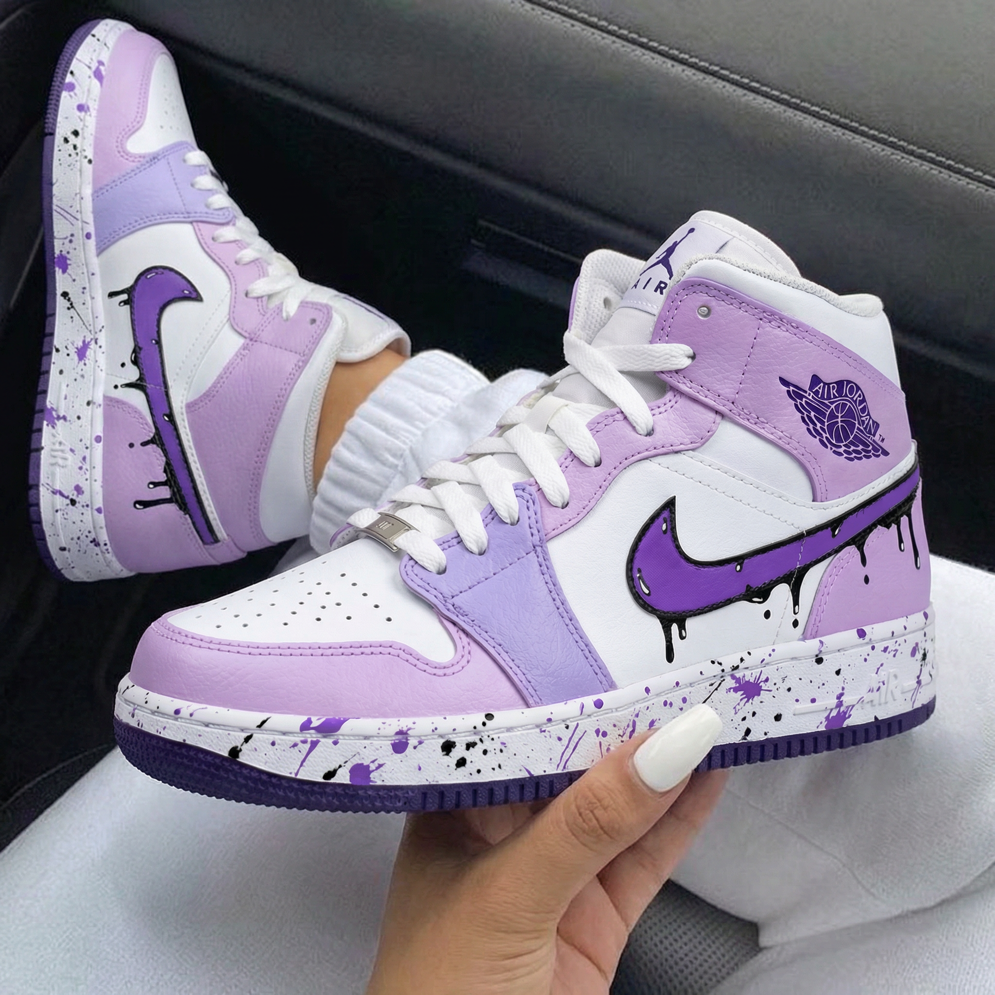 Lavender Purple Splash Custom Air Jordan 1-shecustomize