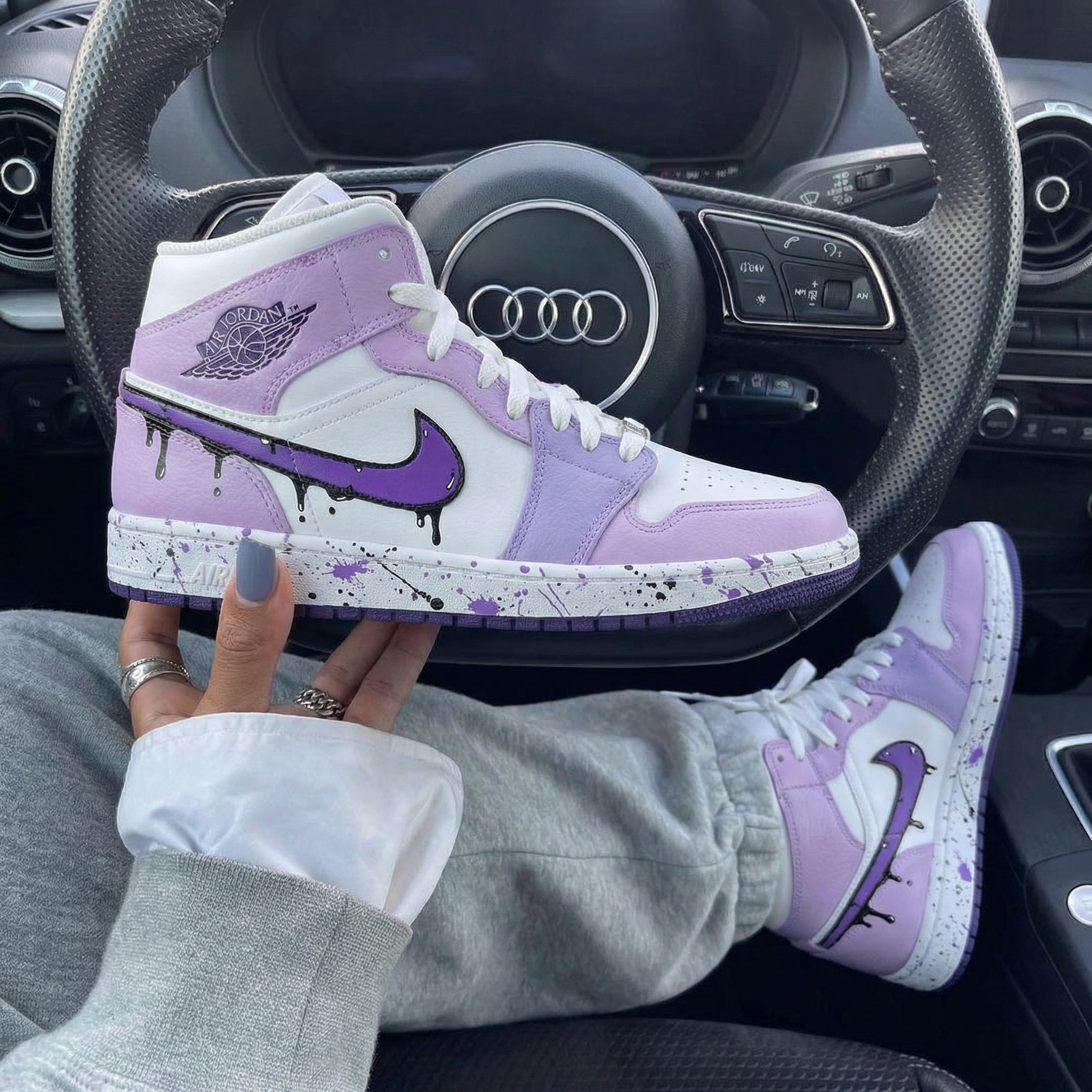 Lavender Purple Splash Custom Air Jordan 1-shecustomize