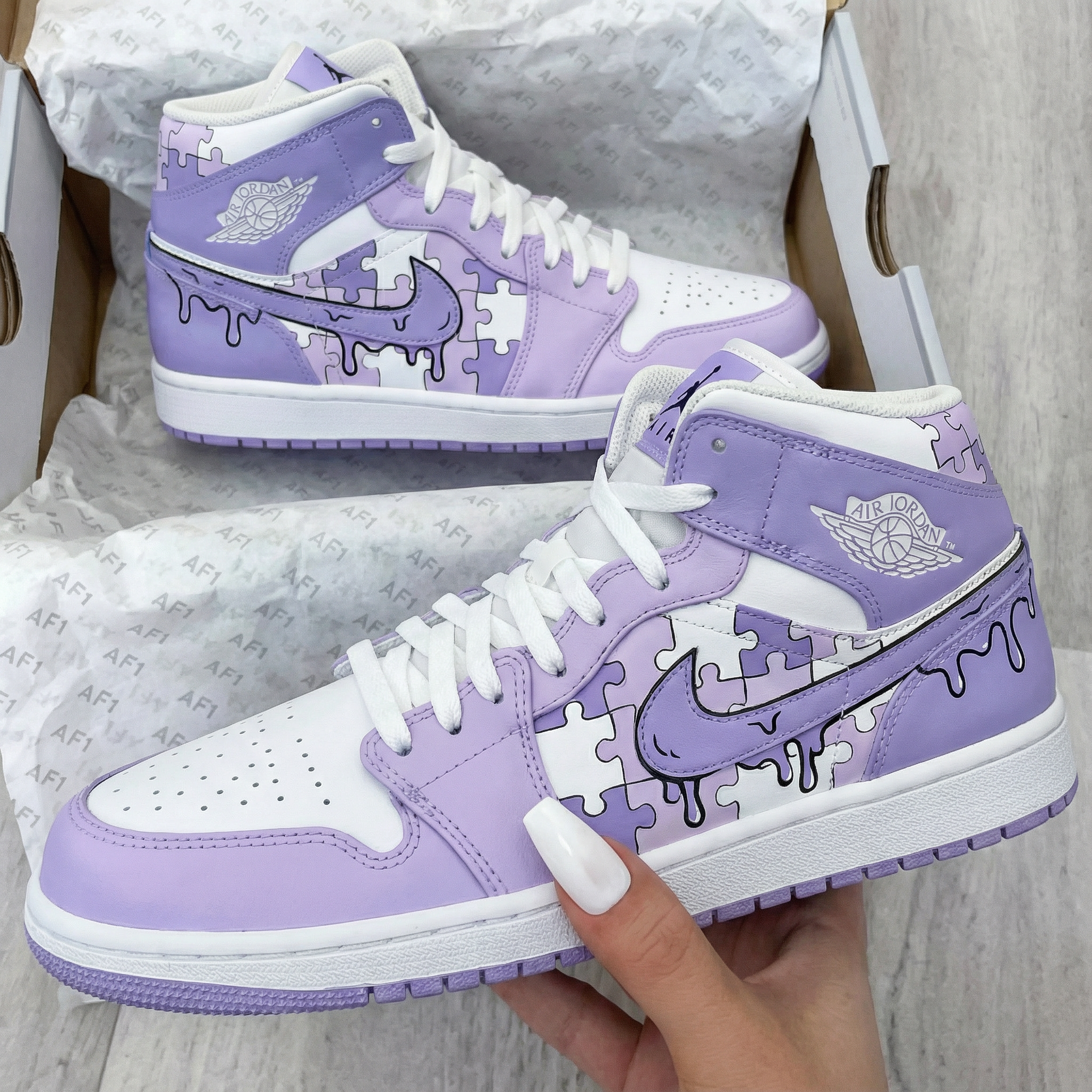 Lavender Puzzle Custom Air Jordan 1-shecustomize