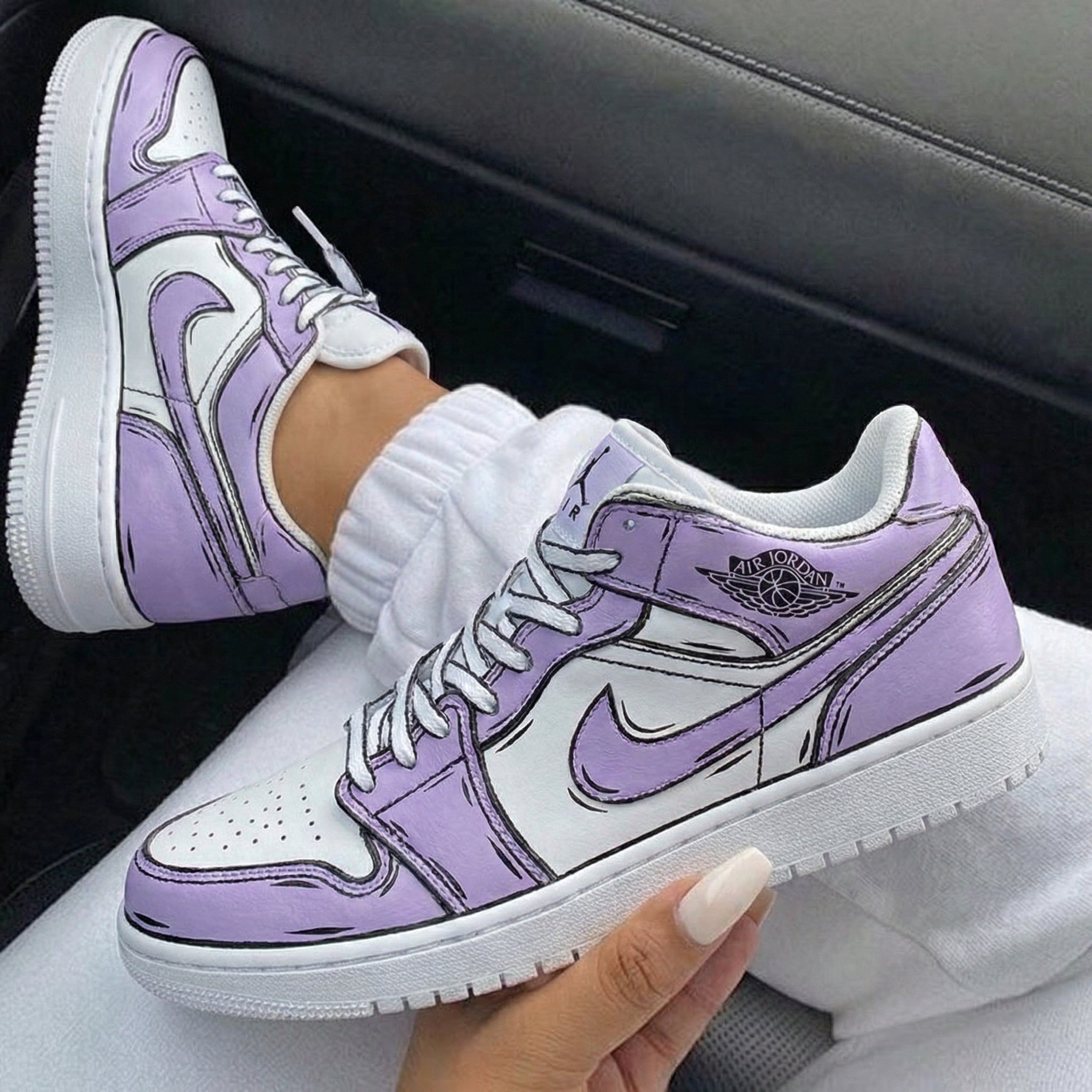 Lavender White Sketch Custom Air Jordan 1-shecustomize