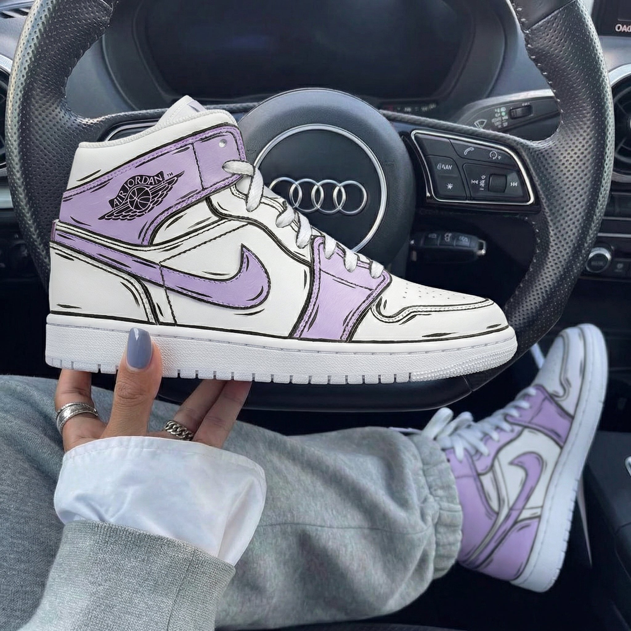 Lavender White Sketch Custom Air Jordan 1-shecustomize