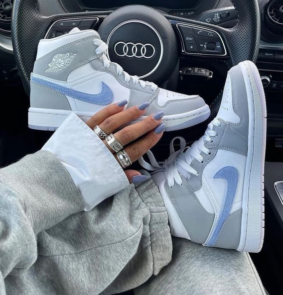 Light Blue Grey Custom Air Jordan 1-shecustomize
