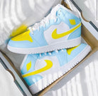 Light Blue Yellow Swoosh Custom Air Jordan 1-shecustomize