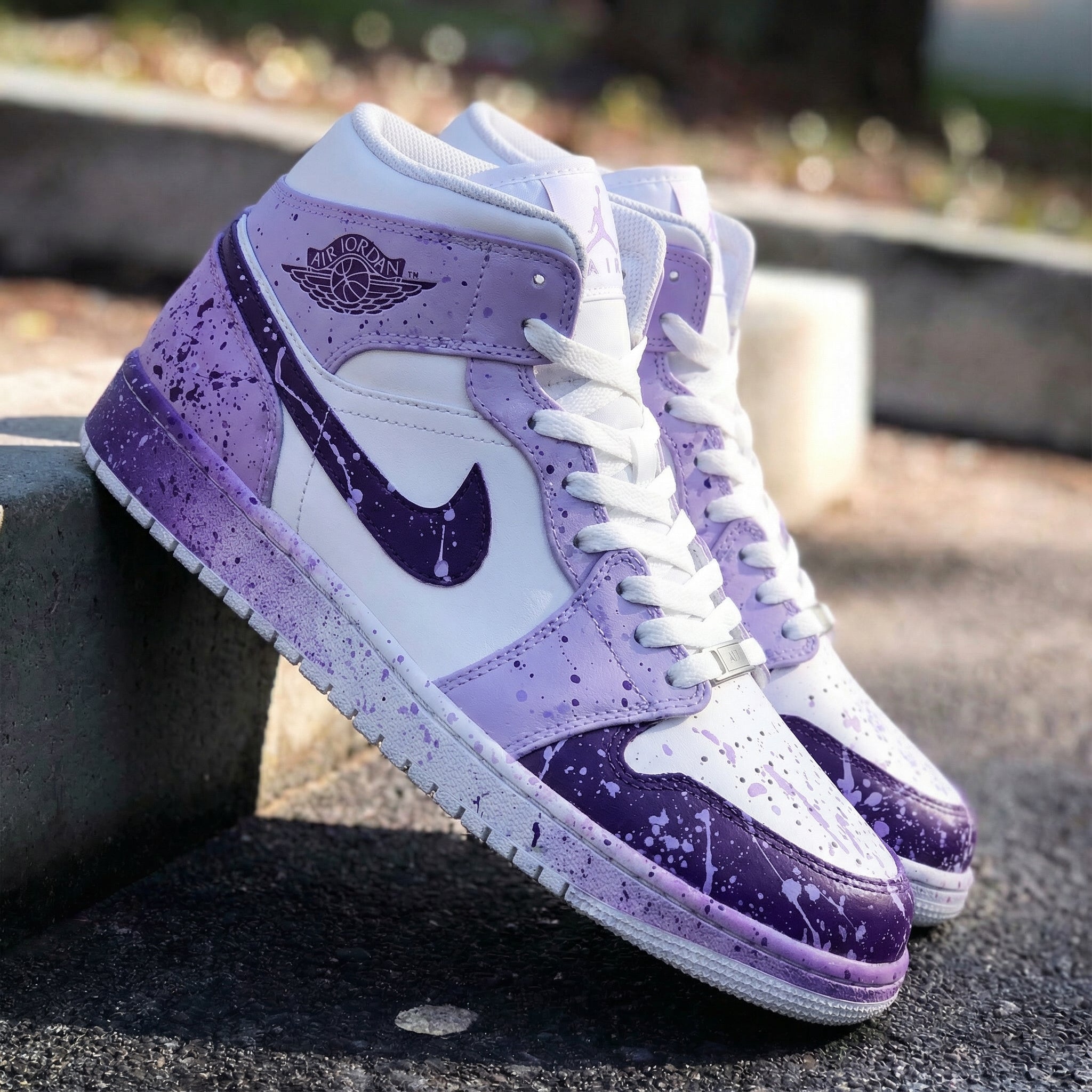 Magical Light Lavender Purple Splatter Design Custom Air Jordan 1-shecustomize