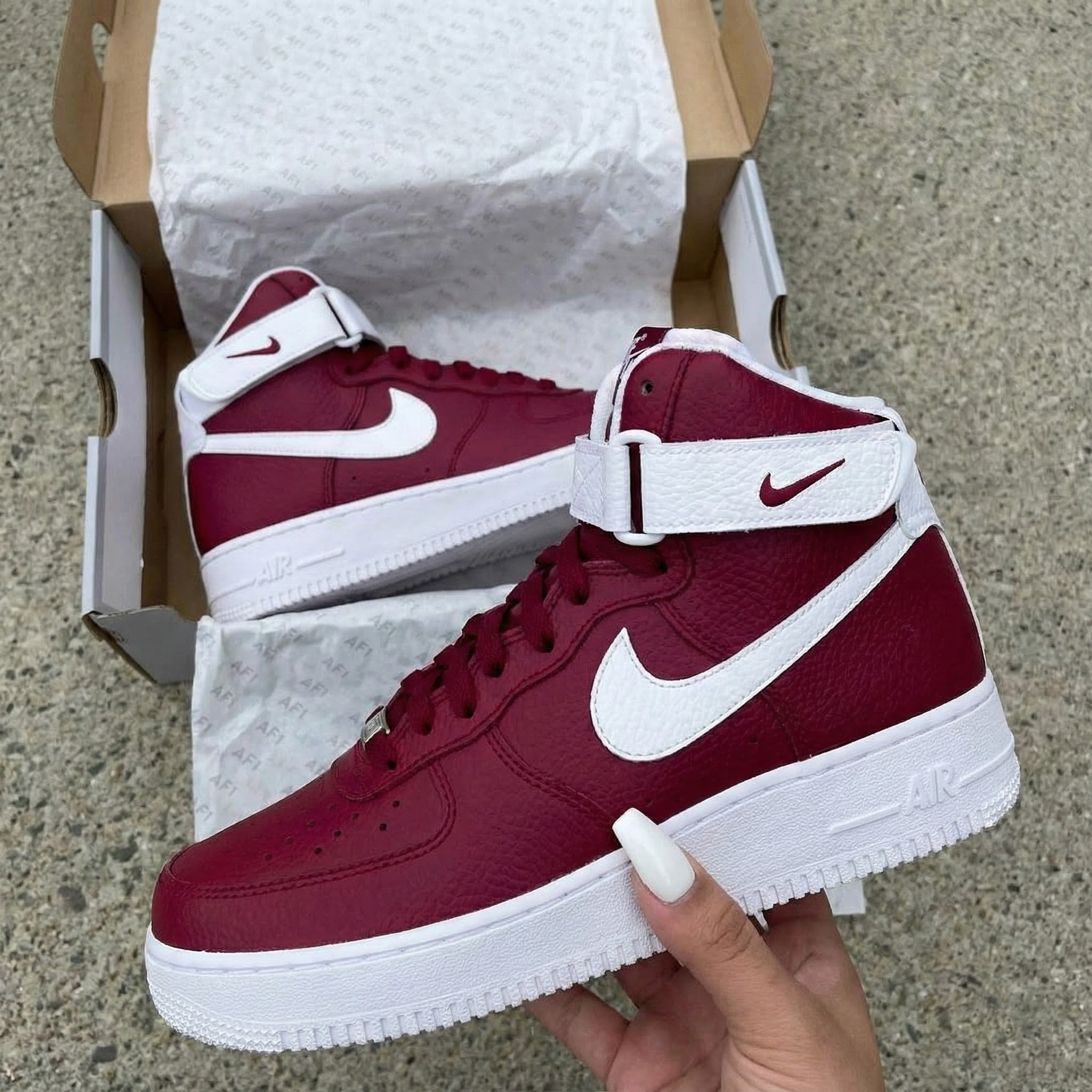 Maroon White Custom Air Force 1-shecustomize