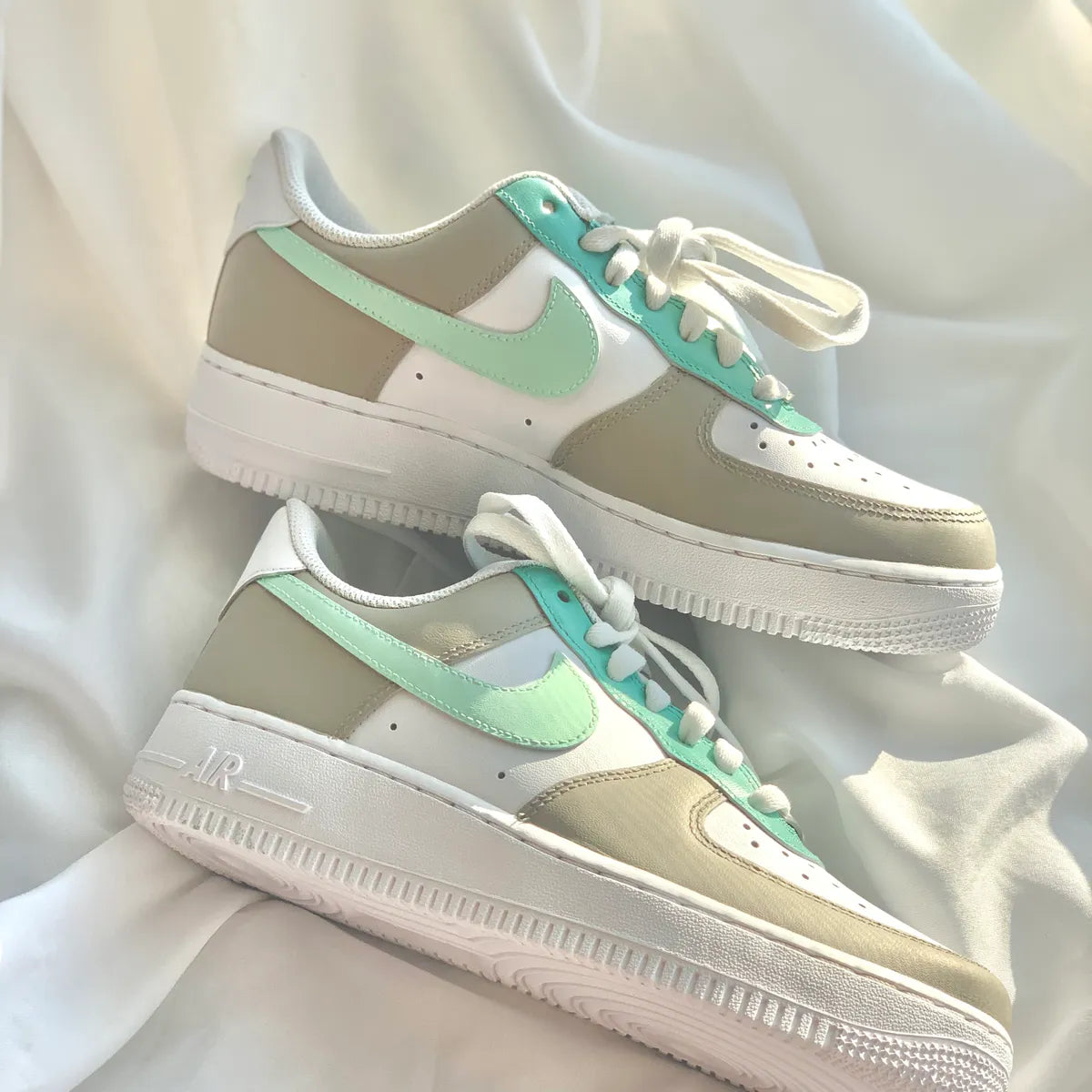 Mint Beige Custom Air Force 1-shecustomize