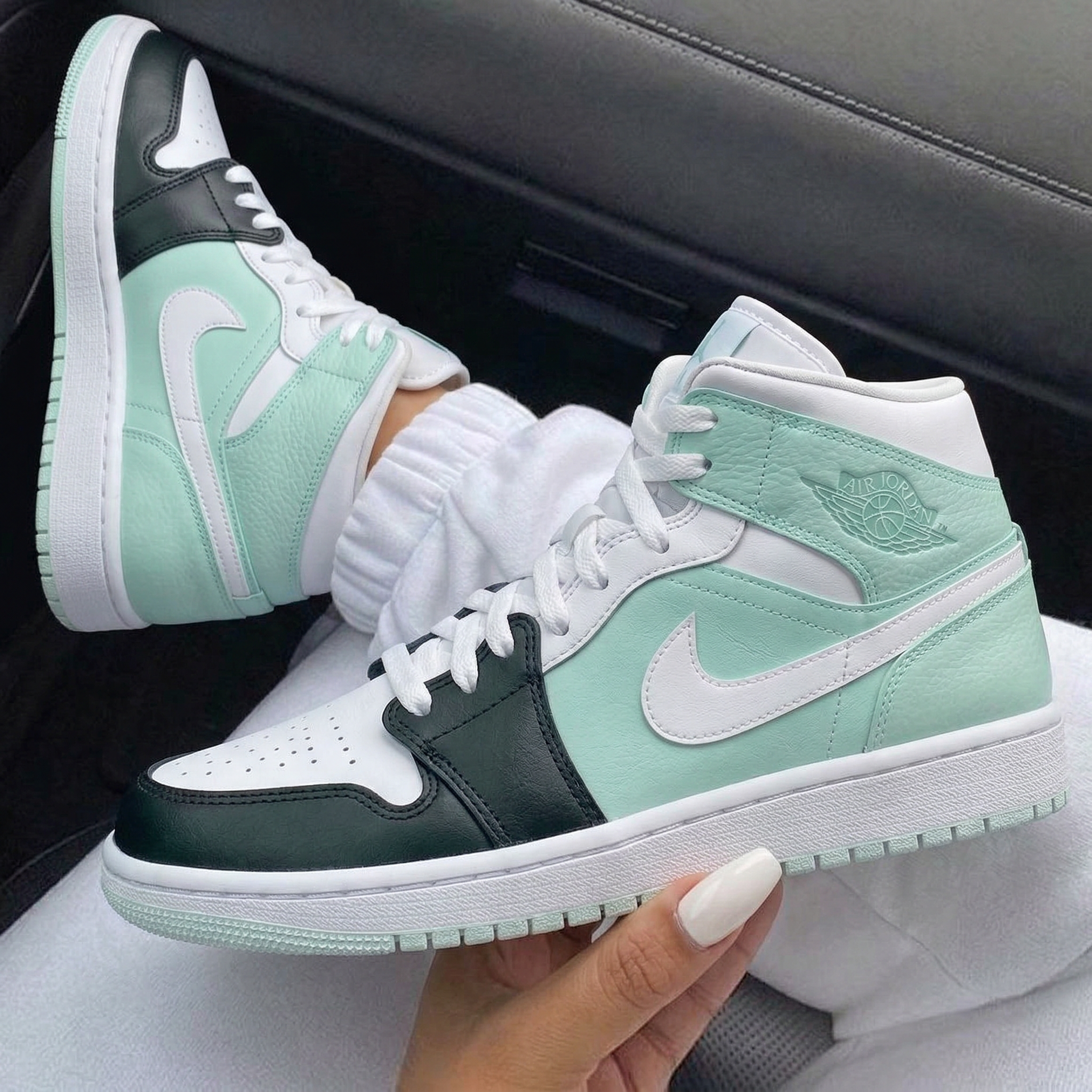 Mint Green Black Custom Air Jordan 1-shecustomize