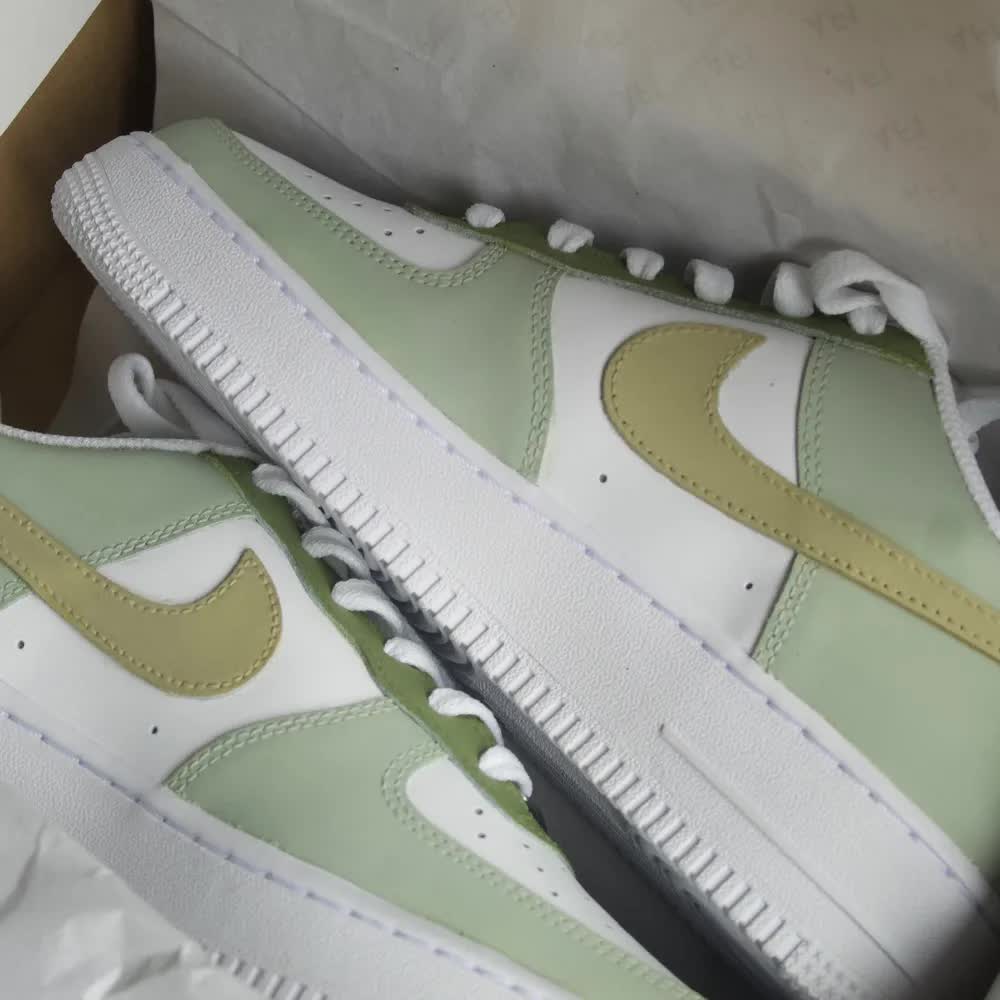 Mint Green Olive Green Custom Air Force 1-shecustomize