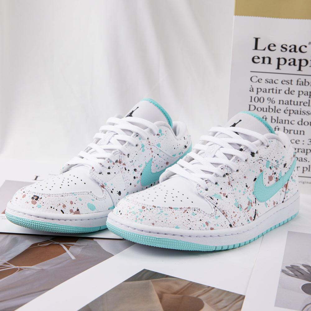 Mint Green Splash Ink Air Jordan 1 Custom Shoes Sneakers-shecustomize