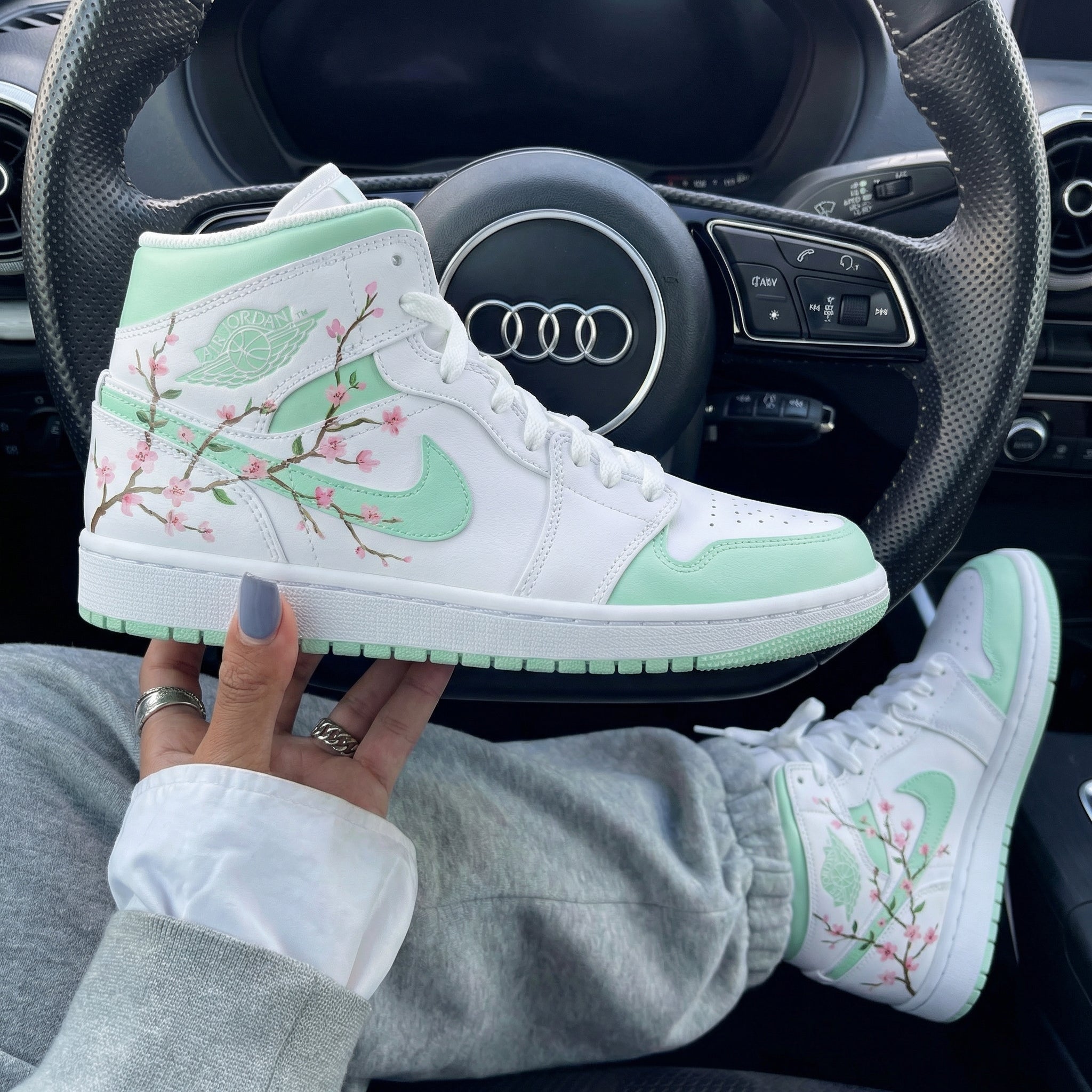 Mint Pink Cherry - Blossom Custom Air Jordan 1-shecustomize