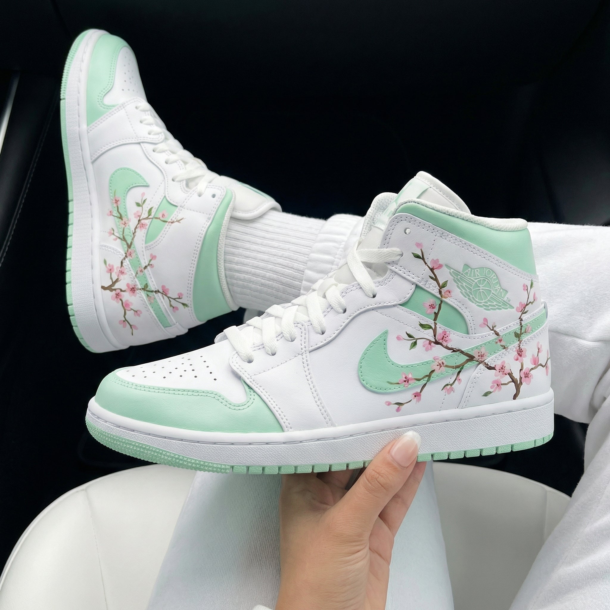 Mint Pink Cherry - Blossom Custom Air Jordan 1-shecustomize