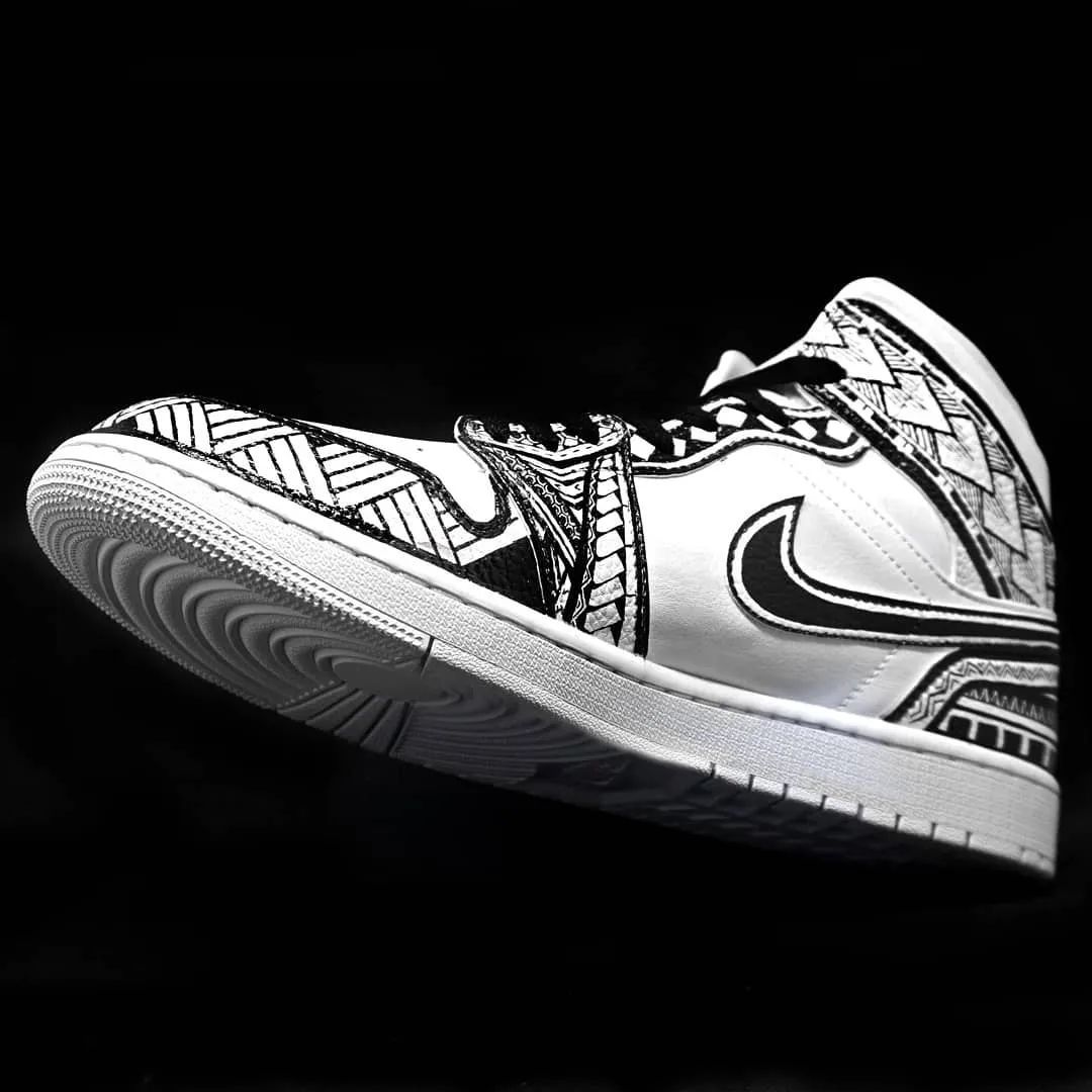 Monochrome Tribal Design Custom Air Jordan 1-shecustomize