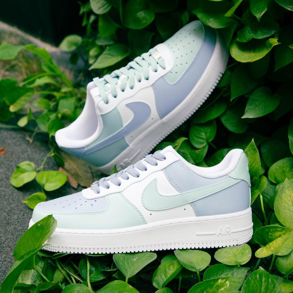 Morandi Blue Green Air Force 1s Custom Shoes Sneakers-shecustomize