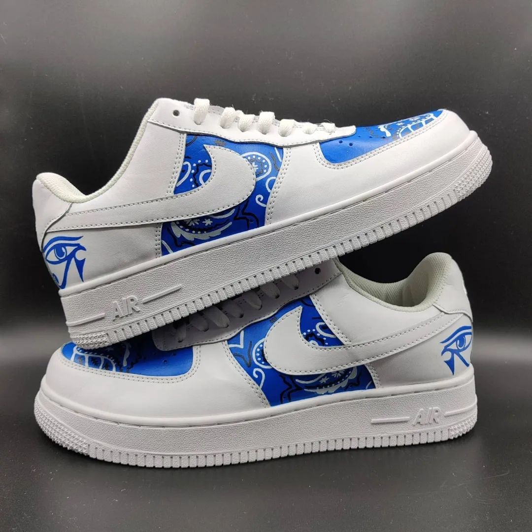 Mystical Blue Bandana with Eye of Horus Pattern Custom Air Force 1-shecustomize