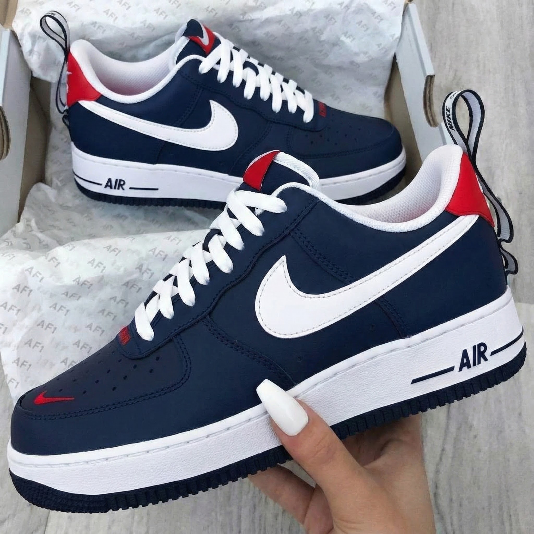 Navy Red White Custom Air Force 1-shecustomize
