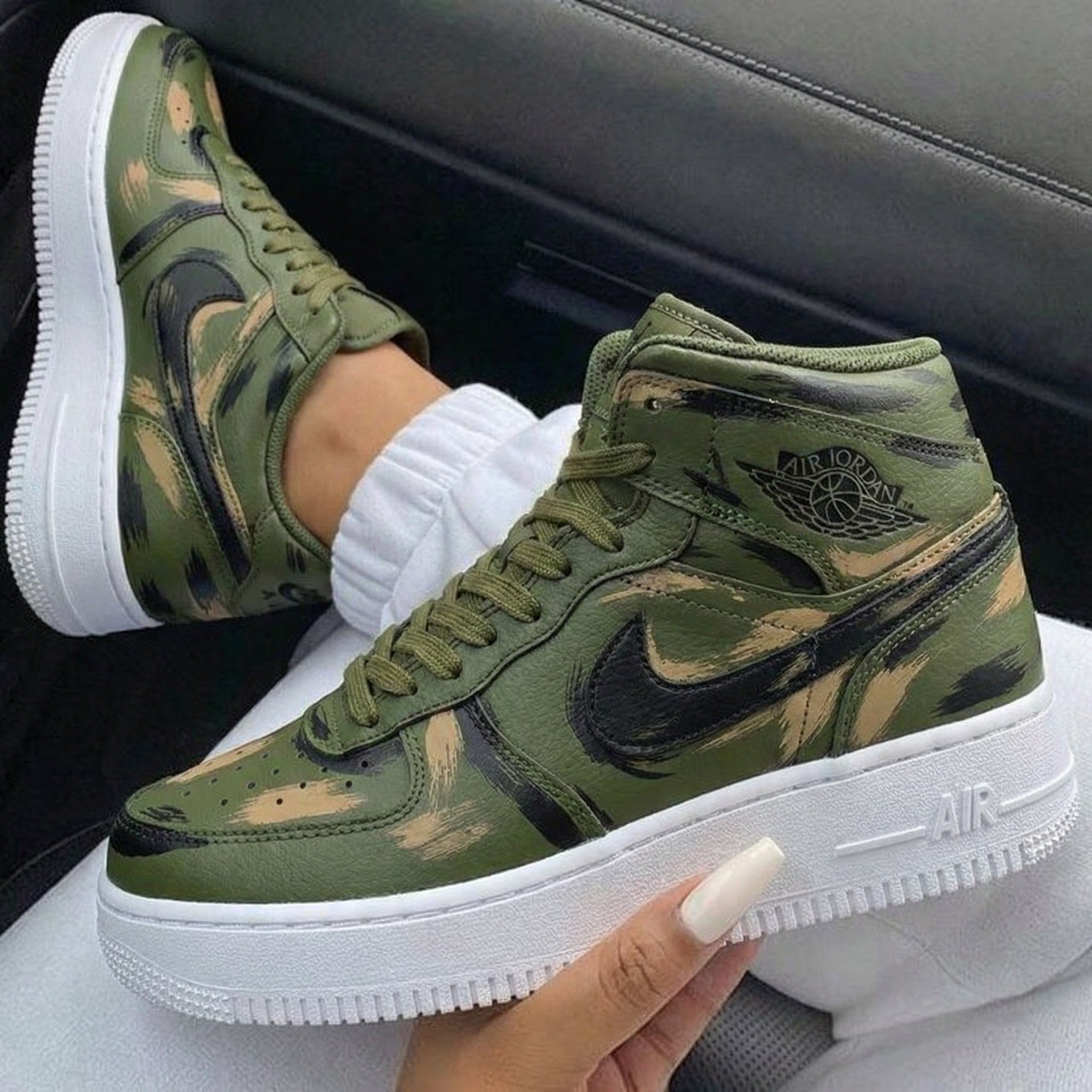 Olive Camo Custom Air Jordan 1-shecustomize