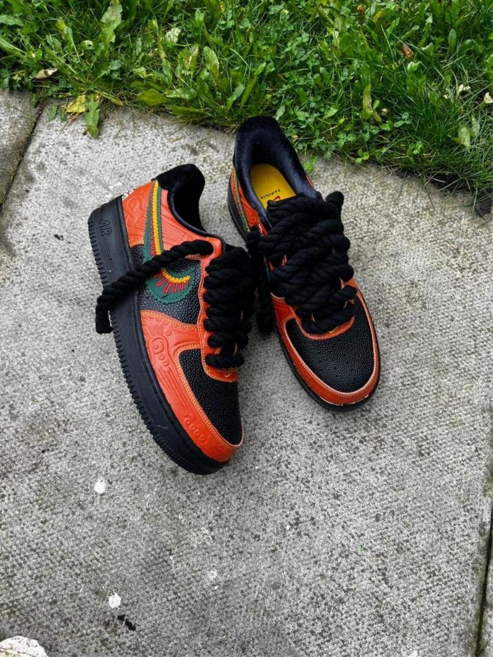 Orange Black Custom Air Force 1-shecustomize