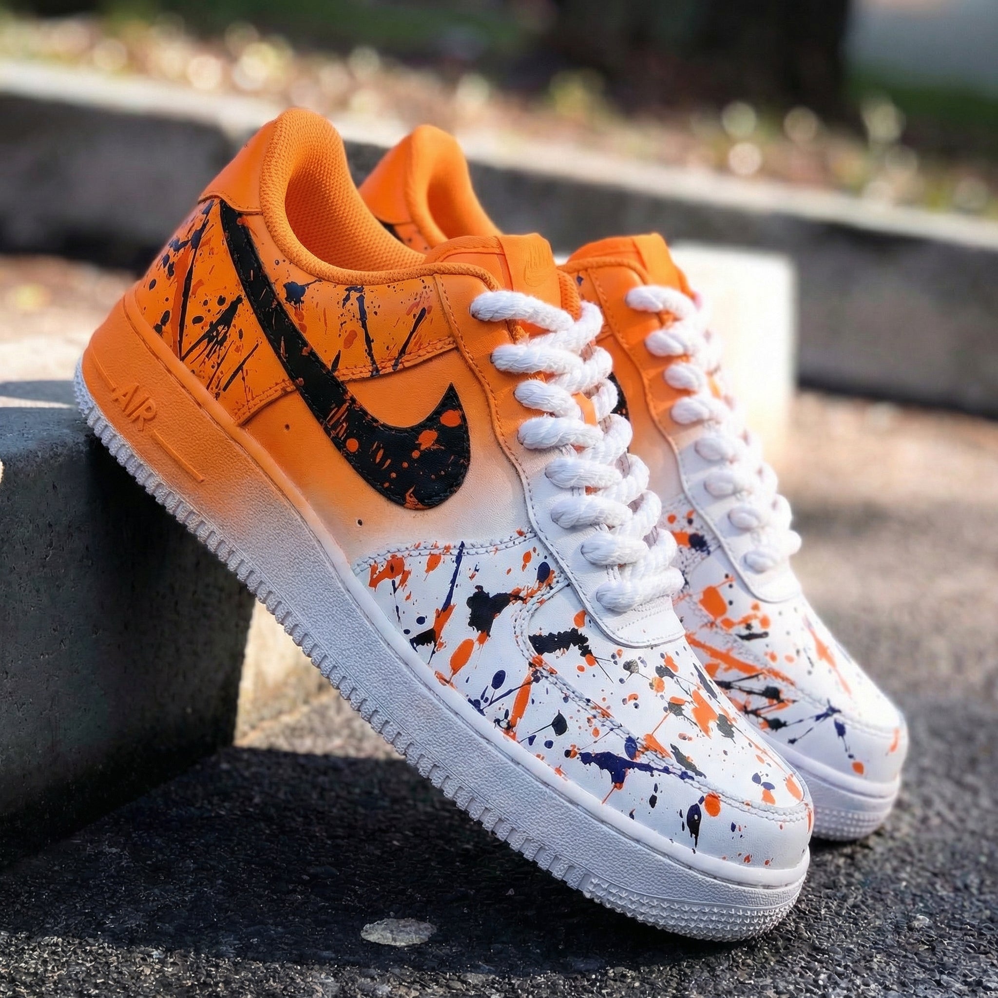 Orange Black Splatter Custom Air Force 1-shecustomize