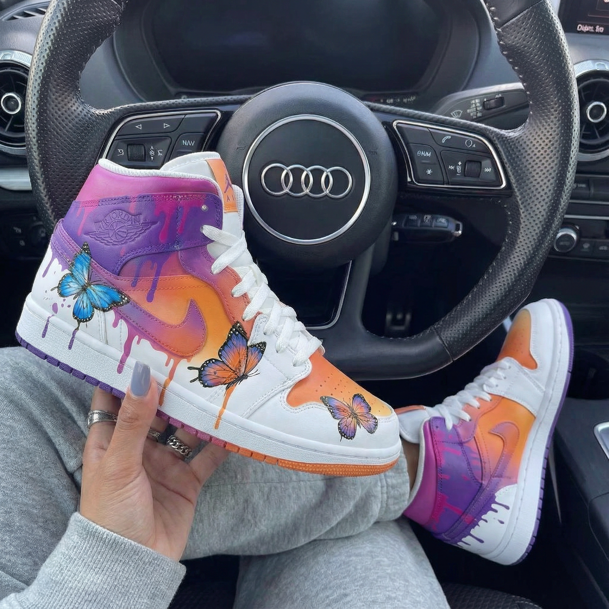 Orange Purple Butterfly Custom Air Jordan 1-shecustomize