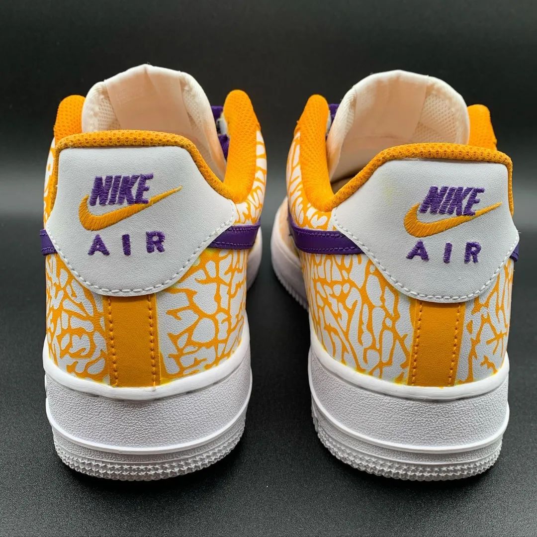 Orange Purple Crackle Custom Air Force 1-shecustomize