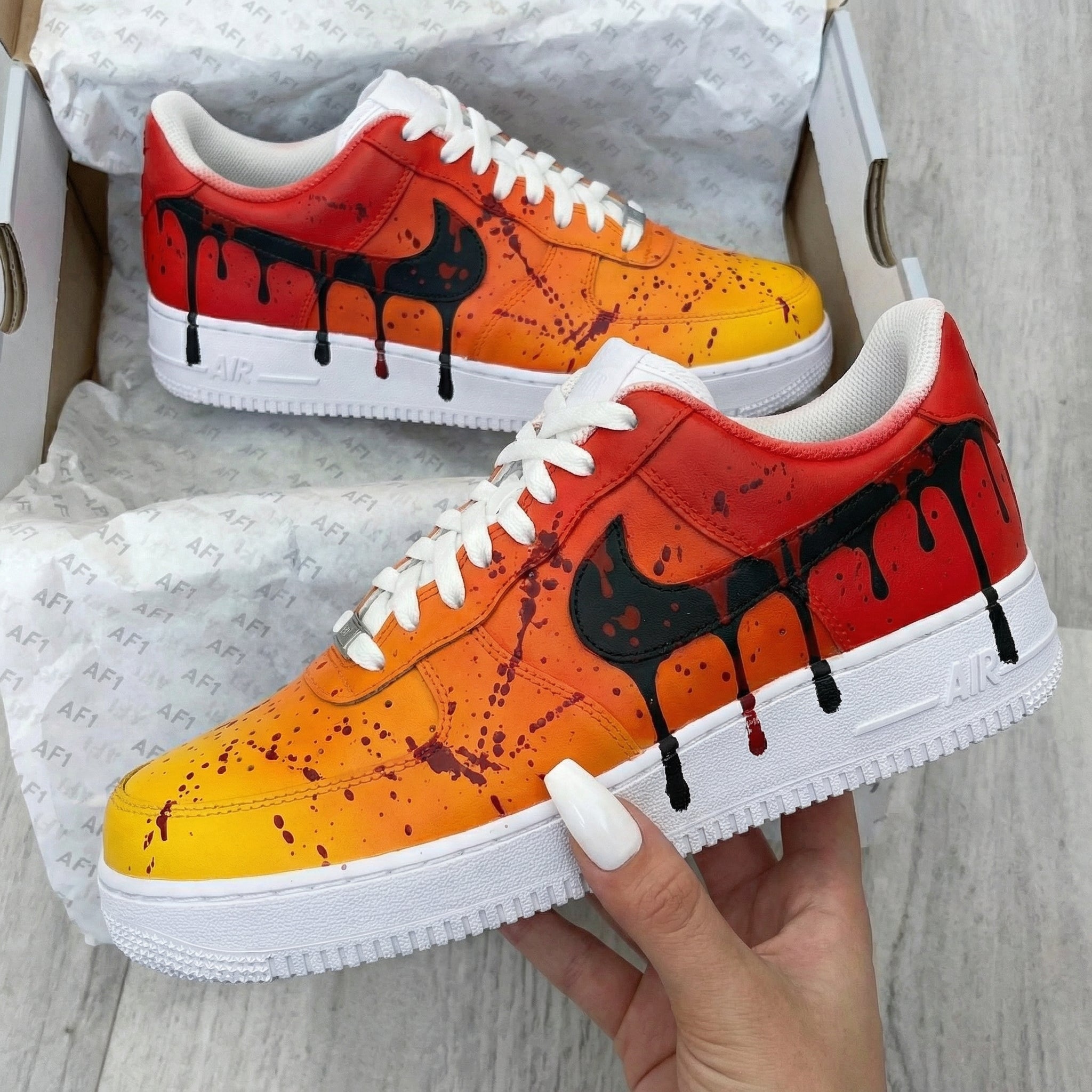 Orange Red Drip Custom Air Force 1-shecustomize