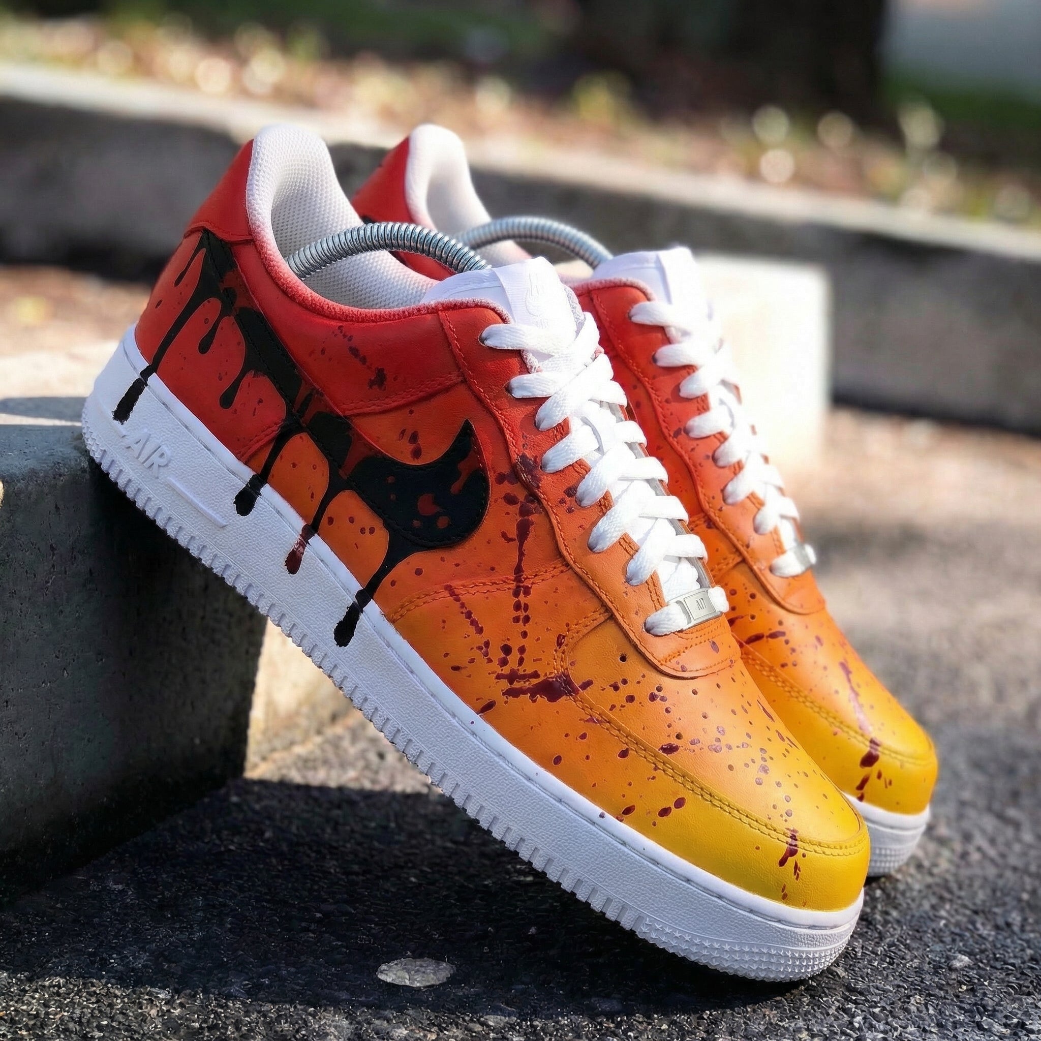 Orange Red Drip Custom Air Force 1-shecustomize