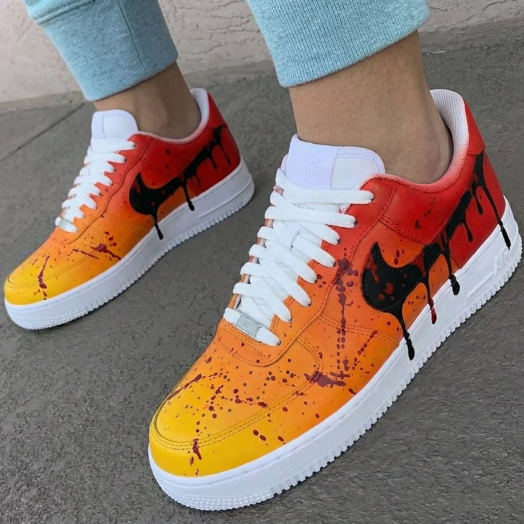 Orange Red Drip Custom Air Force 1-shecustomize