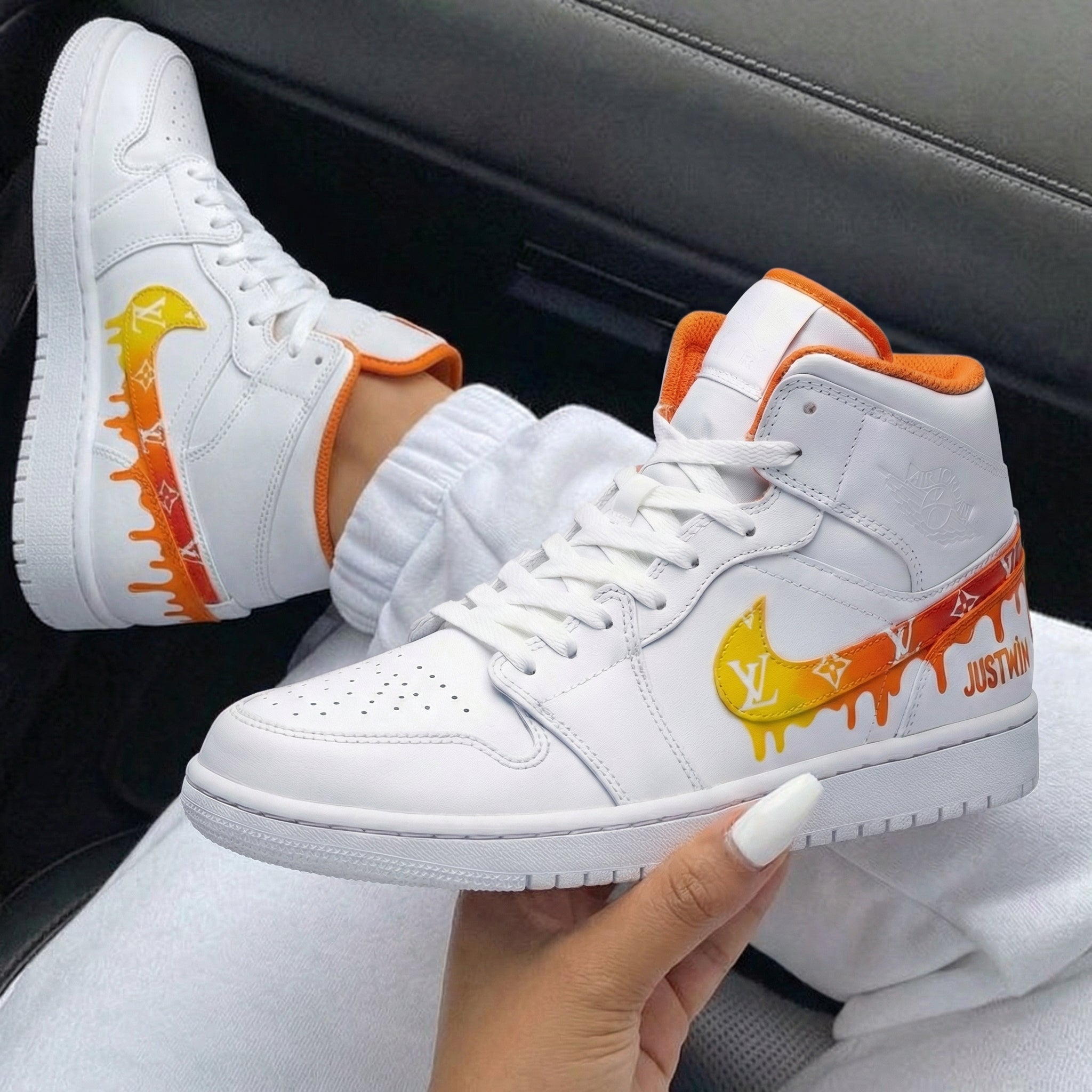Orange Yellow LV Drip Custom Air Jordan 1-shecustomize