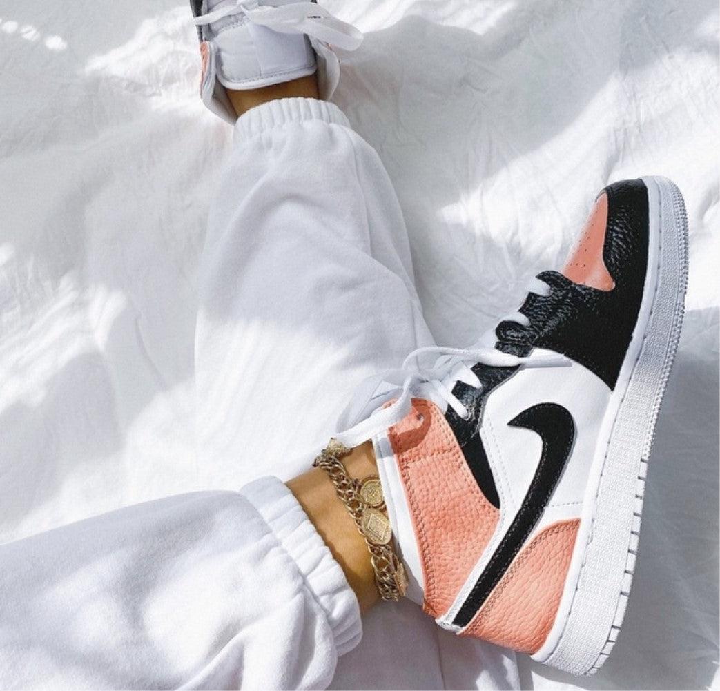 Pink Black Swoosh Custom Air Jordan 1-shecustomize