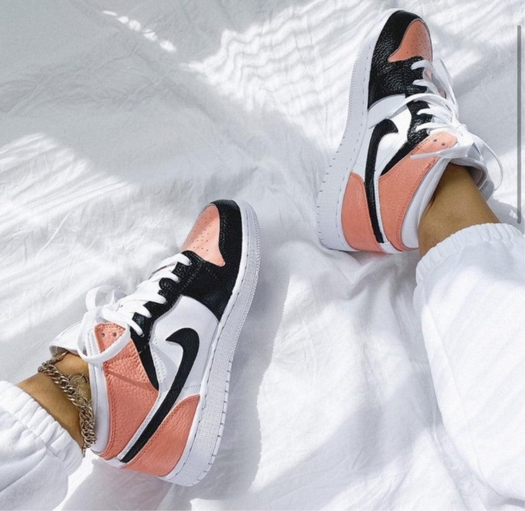 Pink Black Swoosh Custom Air Jordan 1-shecustomize