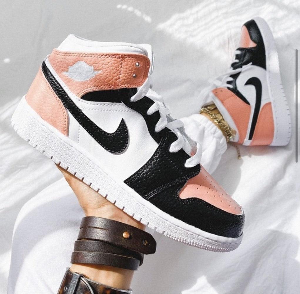 Pink Black Swoosh Custom Air Jordan 1-shecustomize