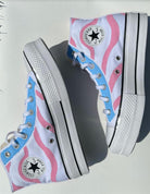 Pink Blue Line Custom Converse-shecustomize