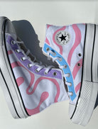 Pink Blue Line Custom Converse-shecustomize