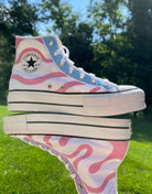 Pink Blue Line Custom Converse-shecustomize