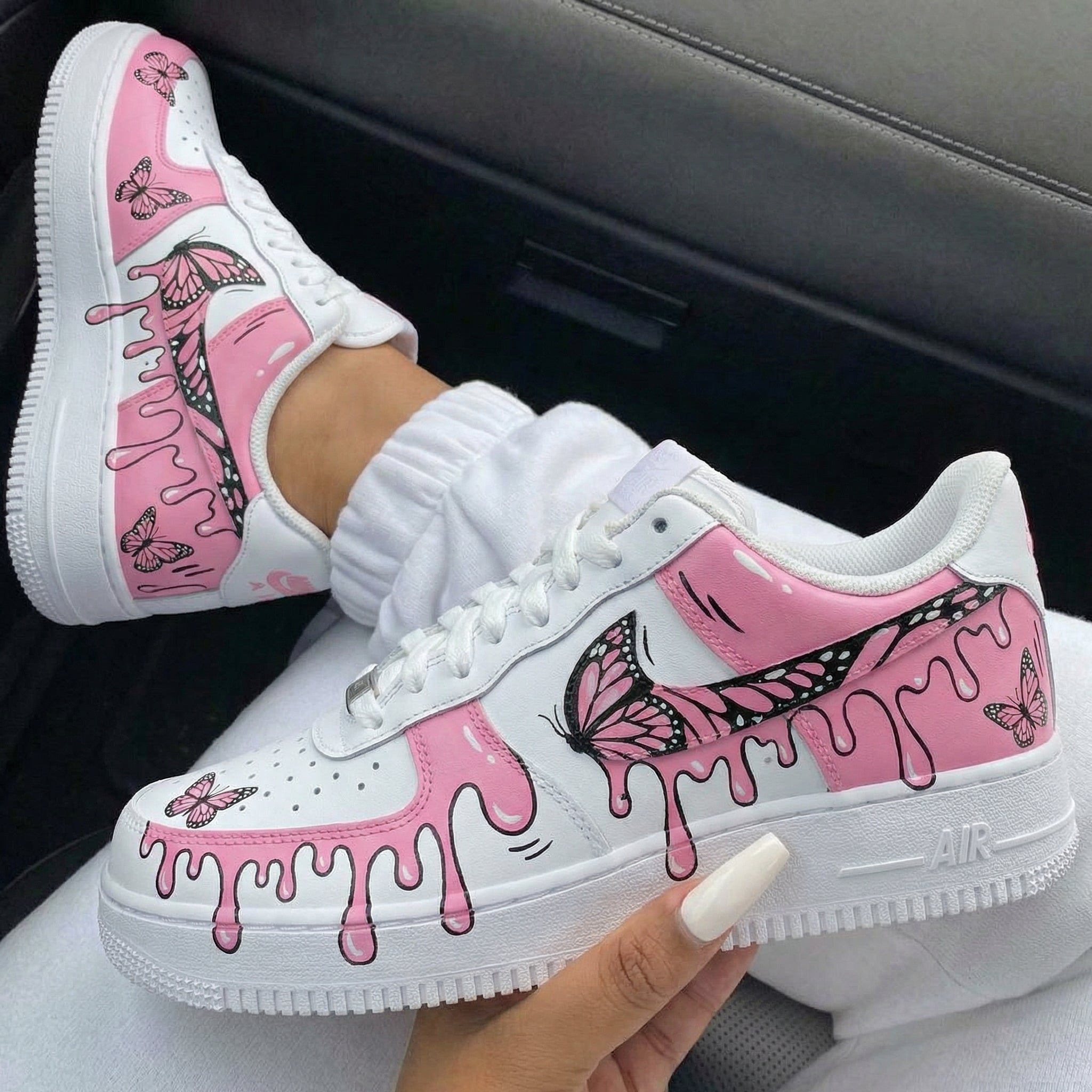 Pink Butterfly Drip Custom Air Force 1-shecustomize