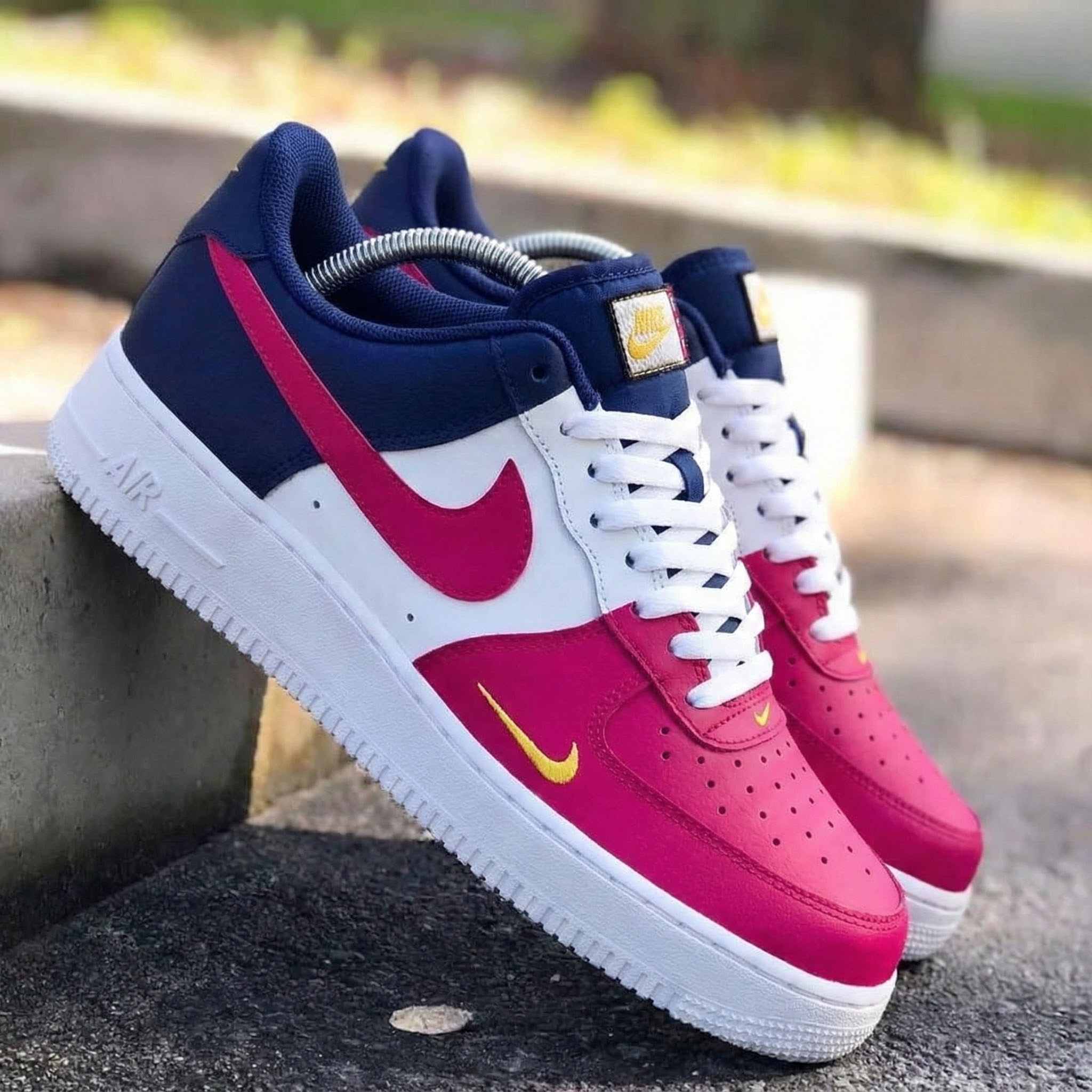 Pink Navy White Custom Air Force 1-shecustomize