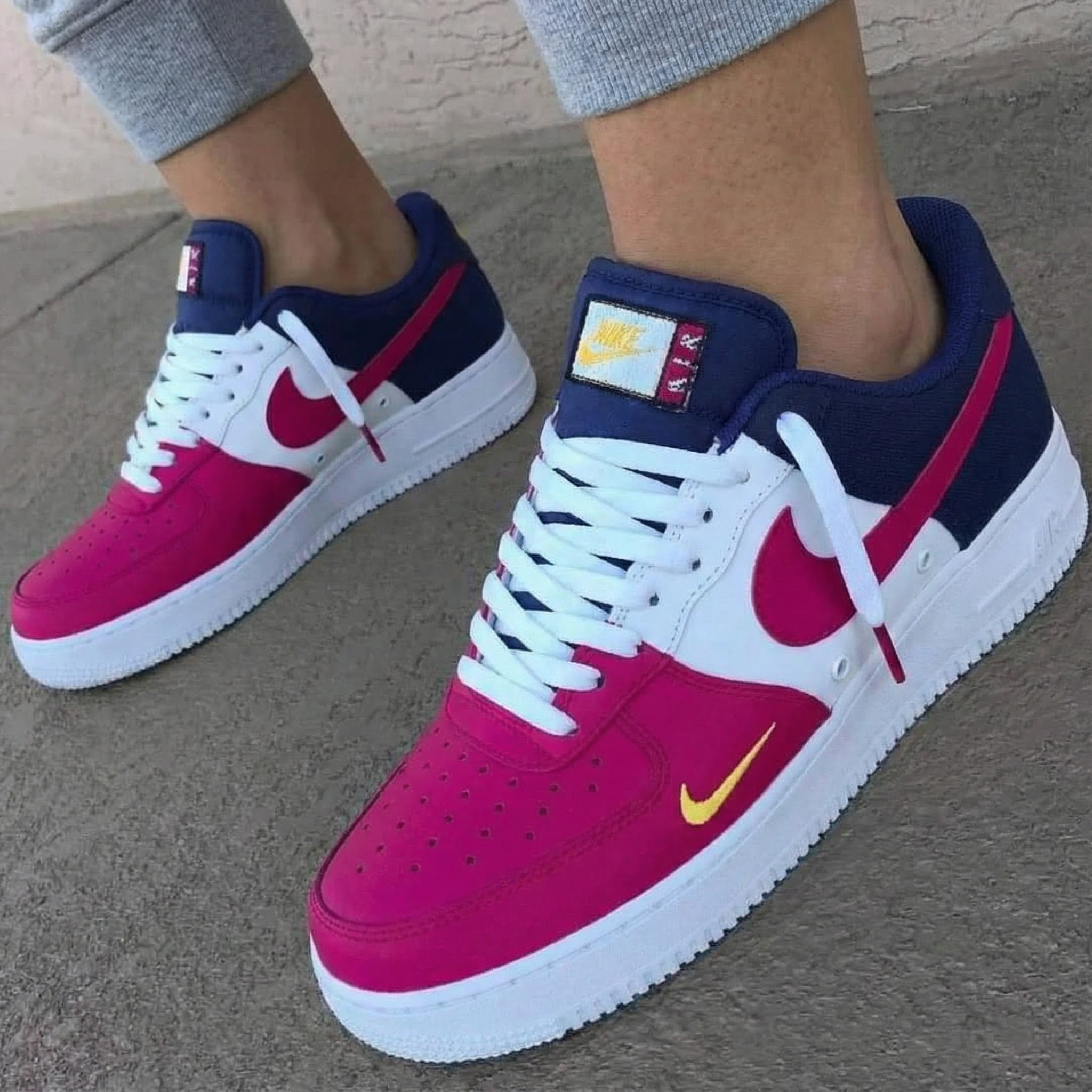 Pink Navy White Custom Air Force 1-shecustomize