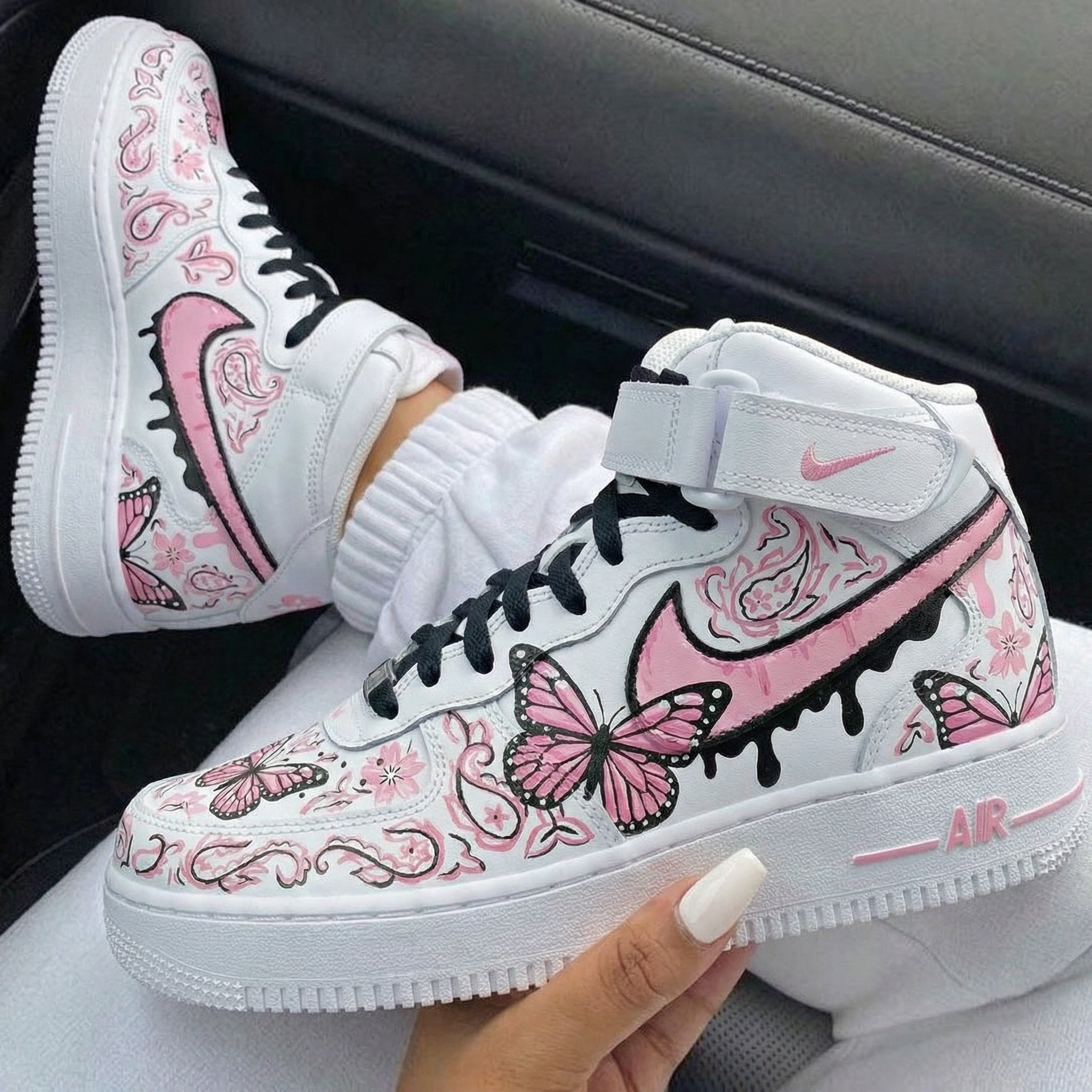 Pink Paisley Butterflies Custom Air Force 1-shecustomize