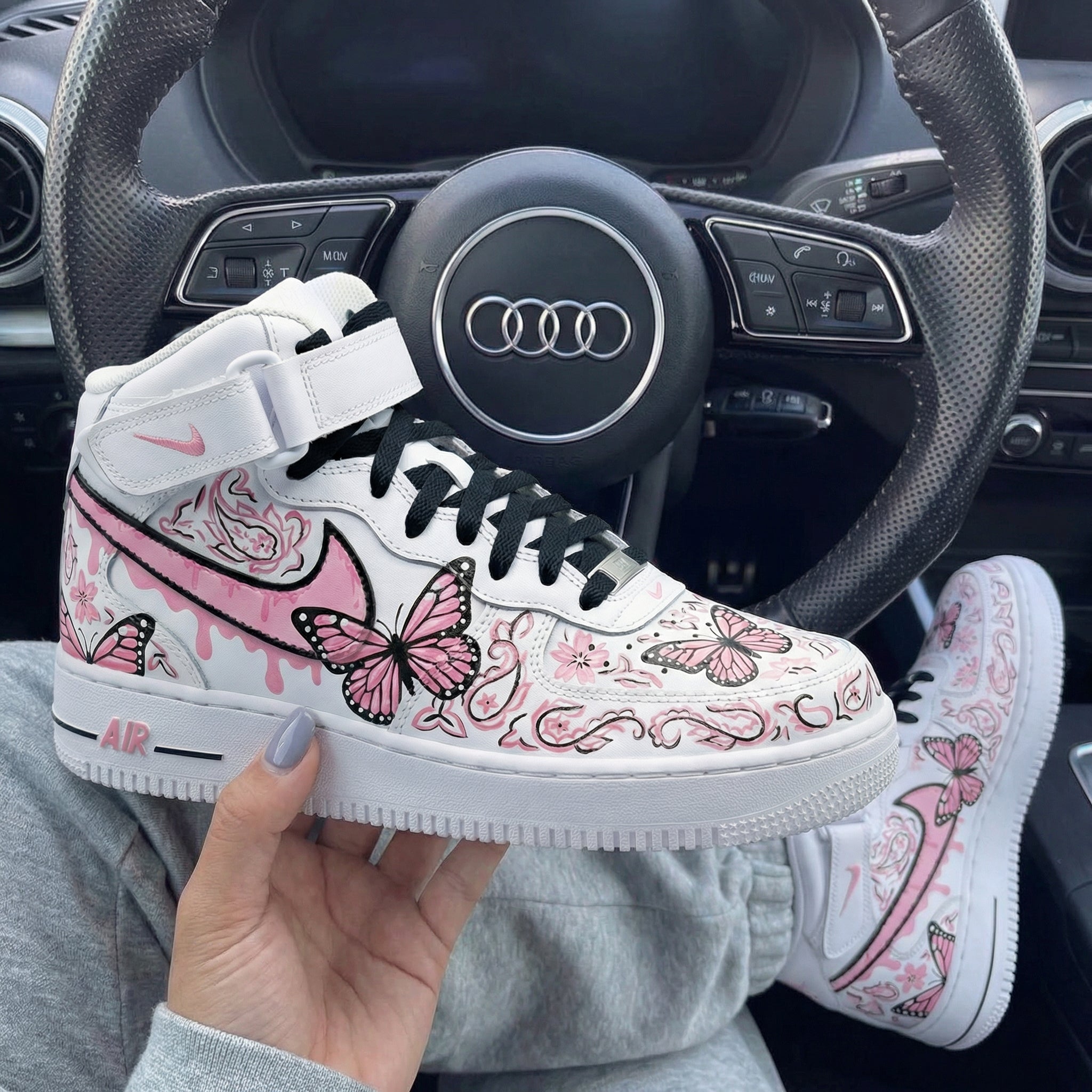 Pink Paisley Butterflies Custom Air Force 1-shecustomize