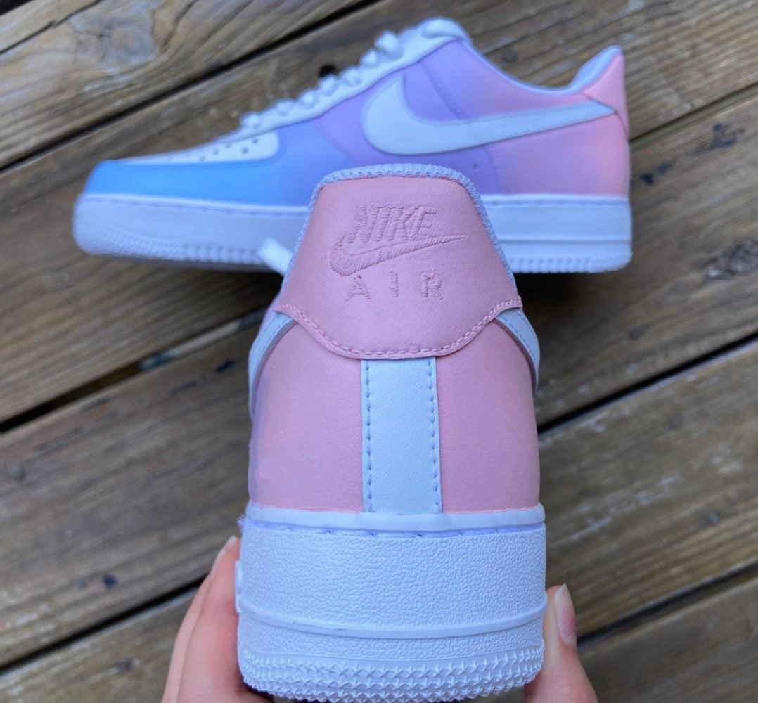 Pink Purple Blue Gradient Custom Air Force 1-shecustomize