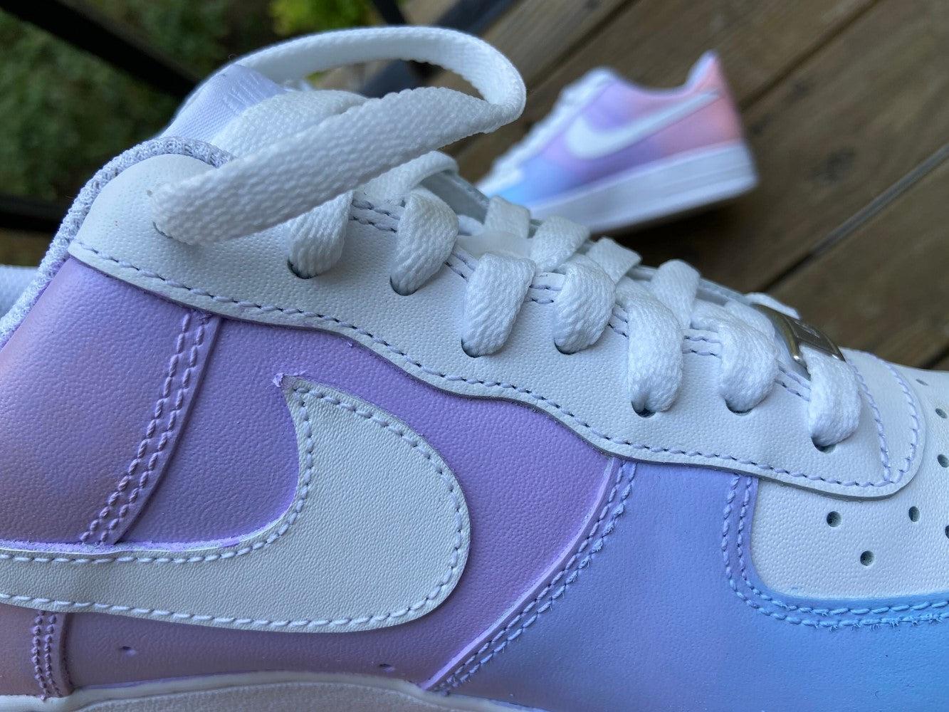 Pink Purple Blue Gradient Custom Air Force 1-shecustomize