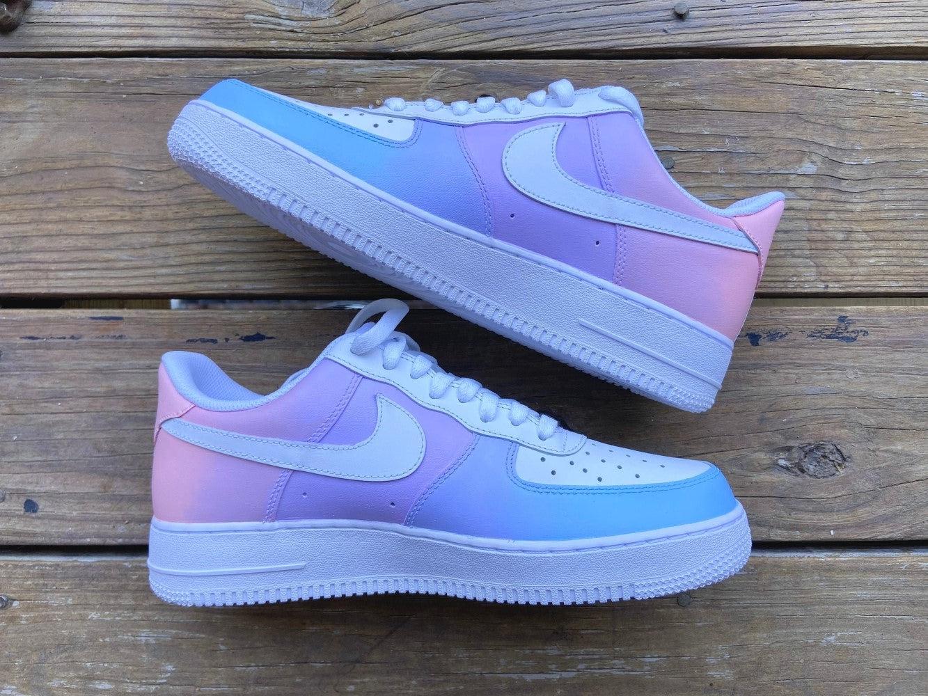 Pink Purple Blue Gradient Custom Air Force 1-shecustomize