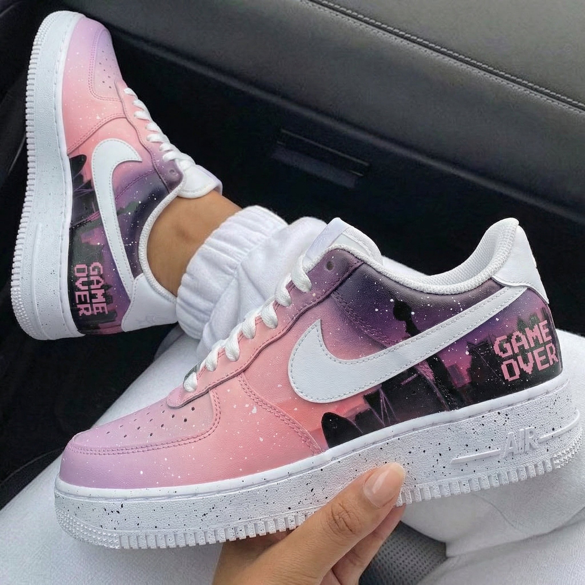 Pink Purple Gradient Starry City Custom Air Force 1-shecustomize