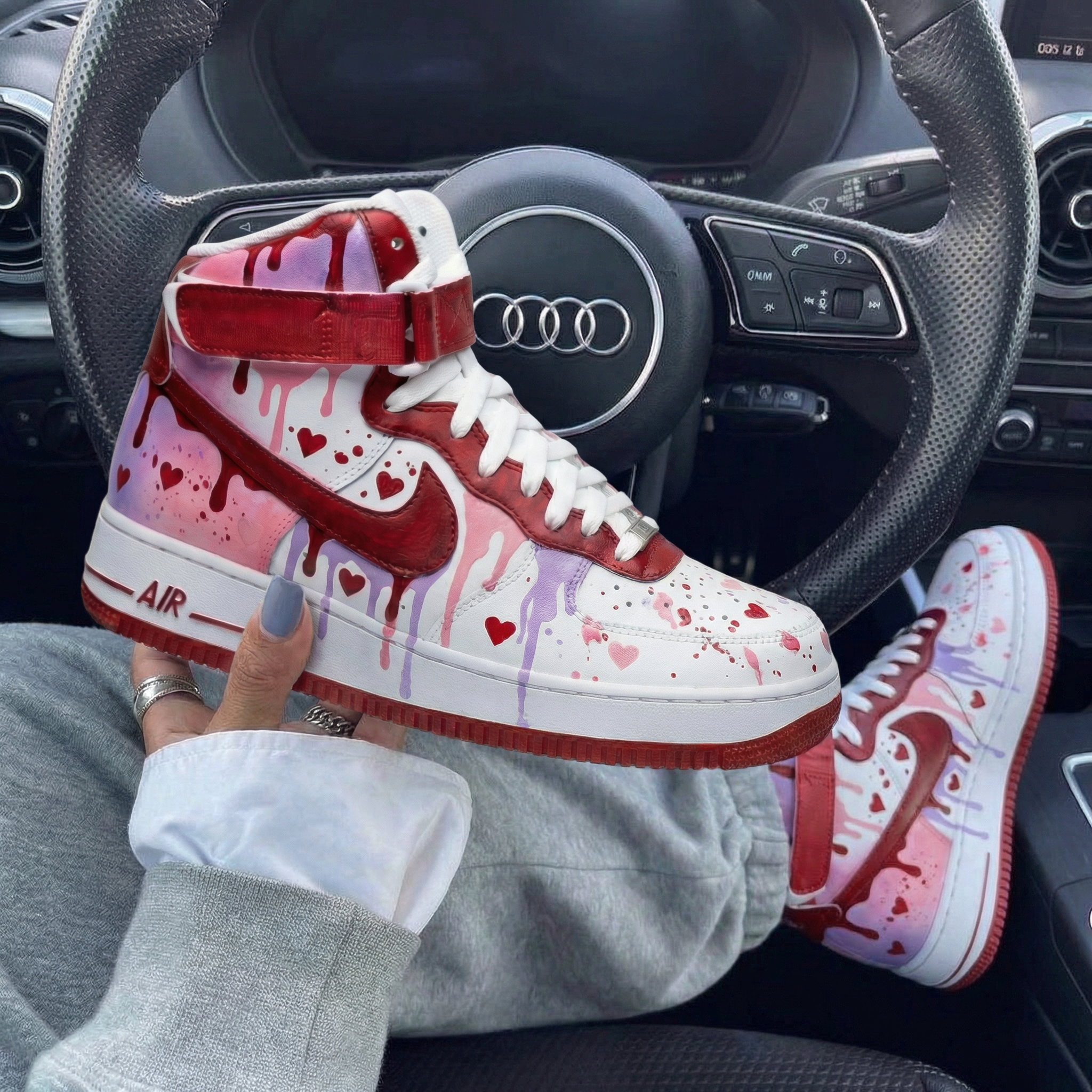 Pink Purple Heart Custom Air Force 1-shecustomize