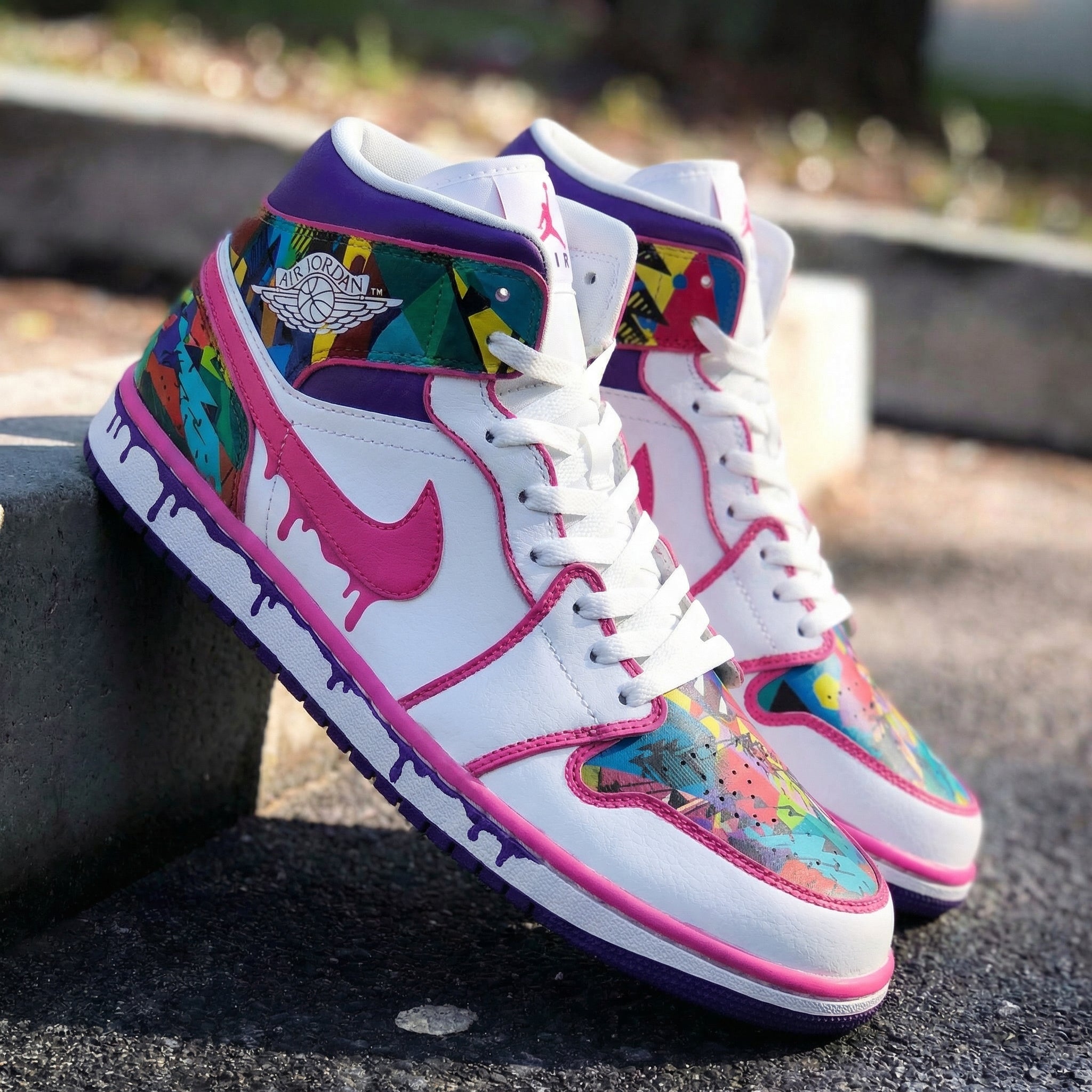 Pink Purple Mosaic Custom Air Jordan 1-shecustomize